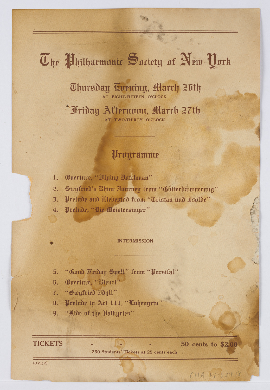 New York Philharmonic, March 1914