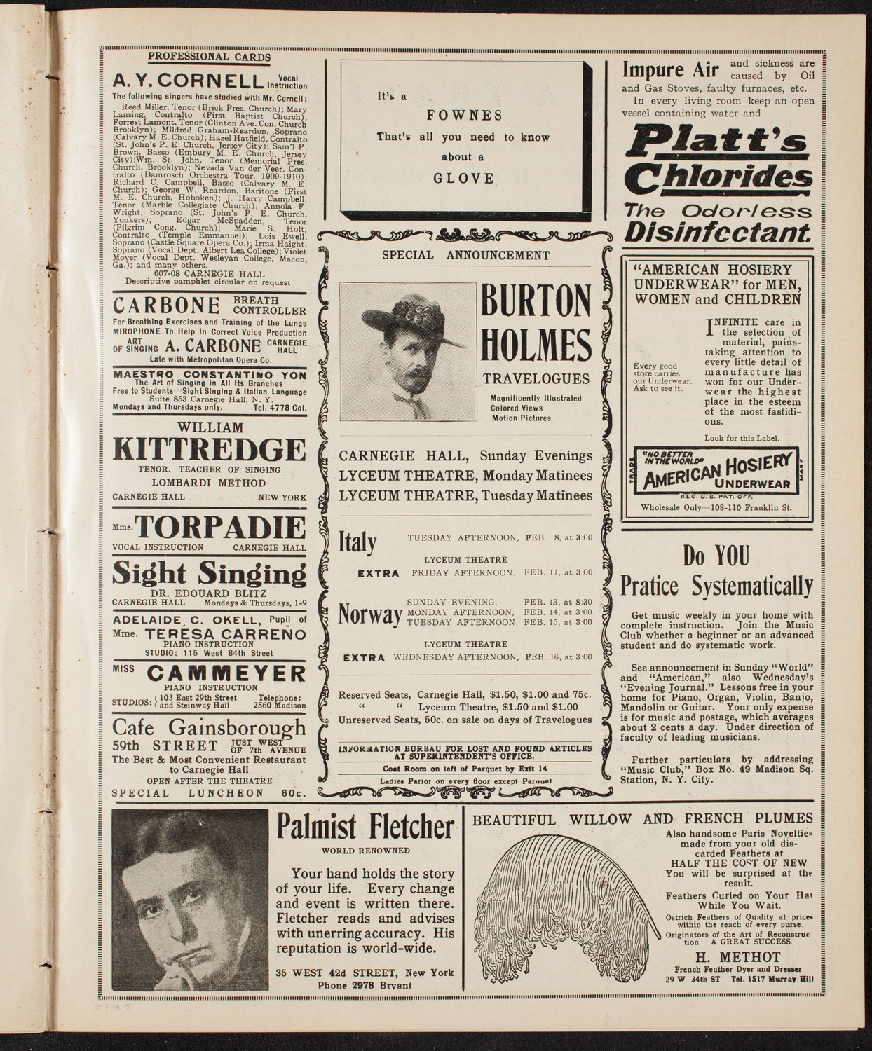 Burton Holmes Travelogue: Paris, February 7, 1910, program page 9