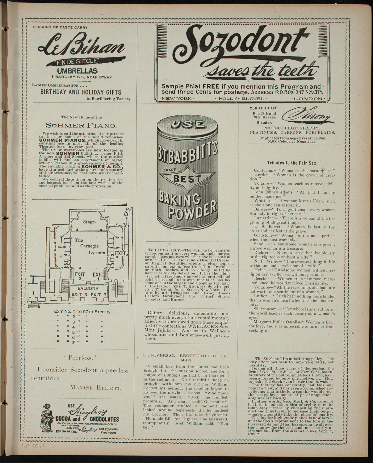 Isis League of Music and Drama Student Production, November 19, 1898, program page 3