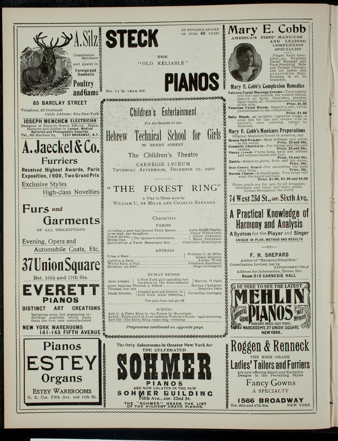 Children's Entertainment for the Benefit of the Hebrew Technical School for Girls: The Children's Theatre, December 27, 1900, program page 2