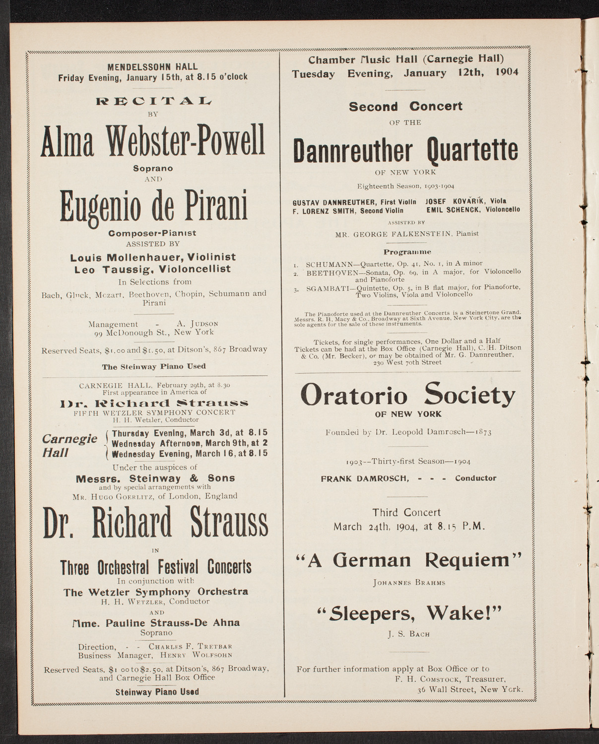 New York Philharmonic, January 8, 1904, program page 10