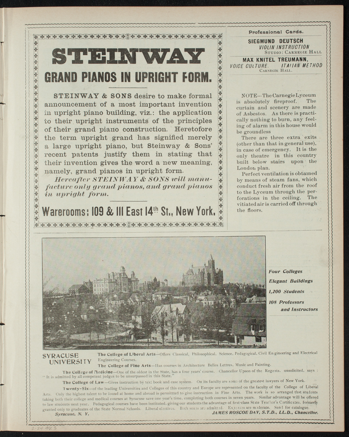 Columbia College Musical Society, February 24, 1898, program page 5