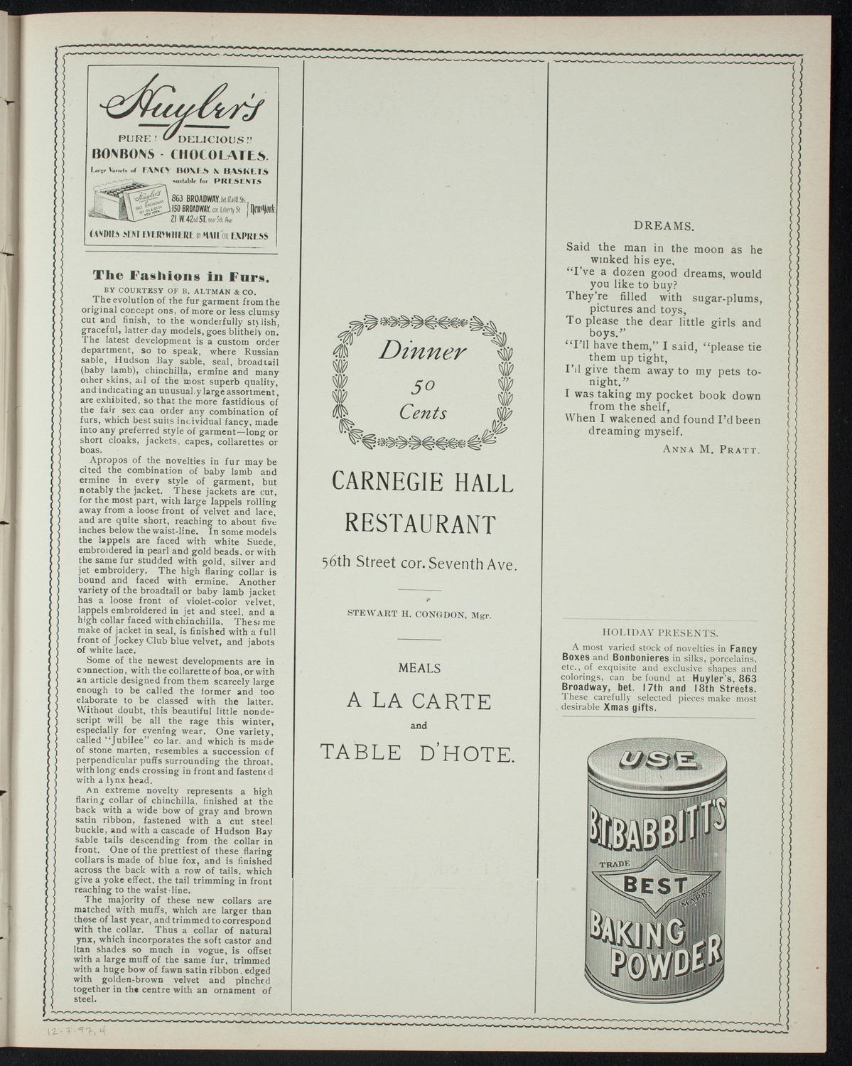 Students Dramatic Club, December 7, 1897, program page 7