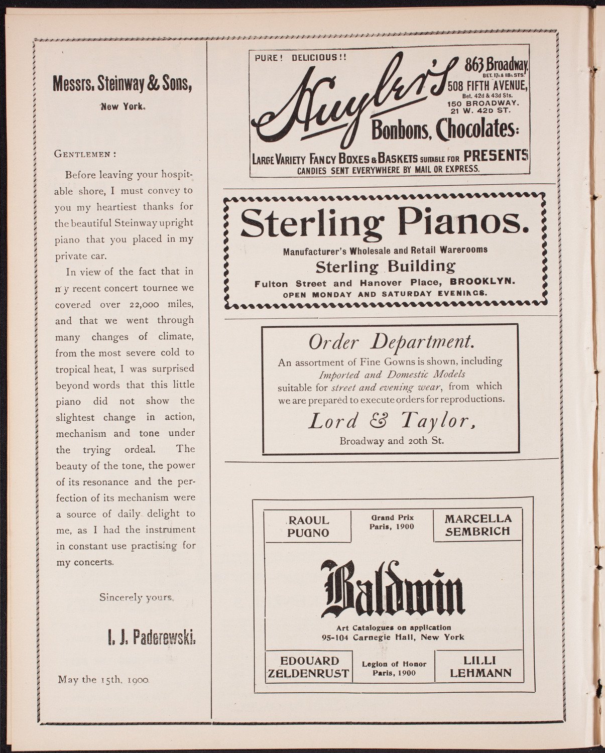 Raoul Pugno, Piano, Elsa Ruegger, Cello, and David Bispham, Baritone, December 21, 1902, program page 4