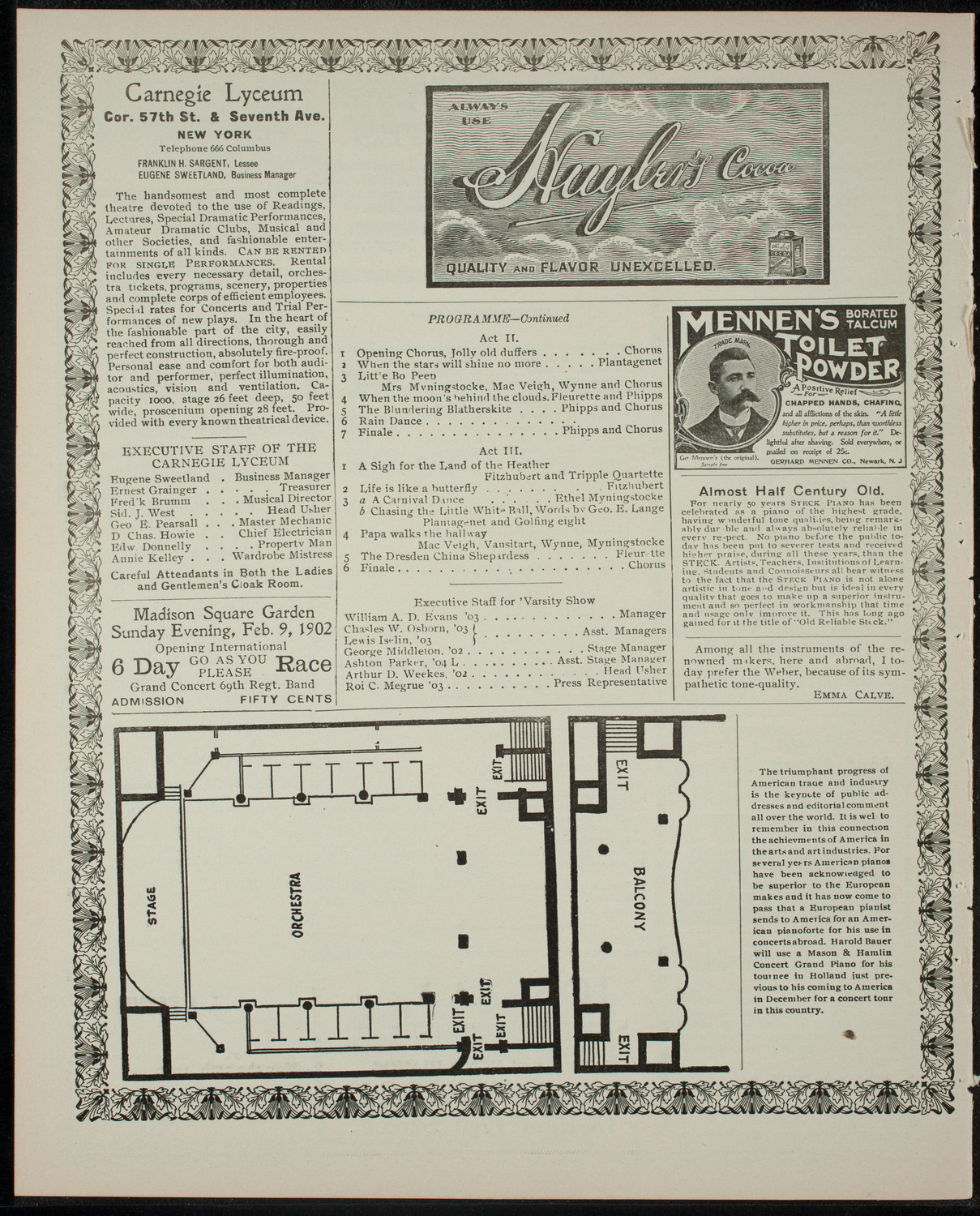 Columbia University Varsity Show, February 15, 1902, program page 4