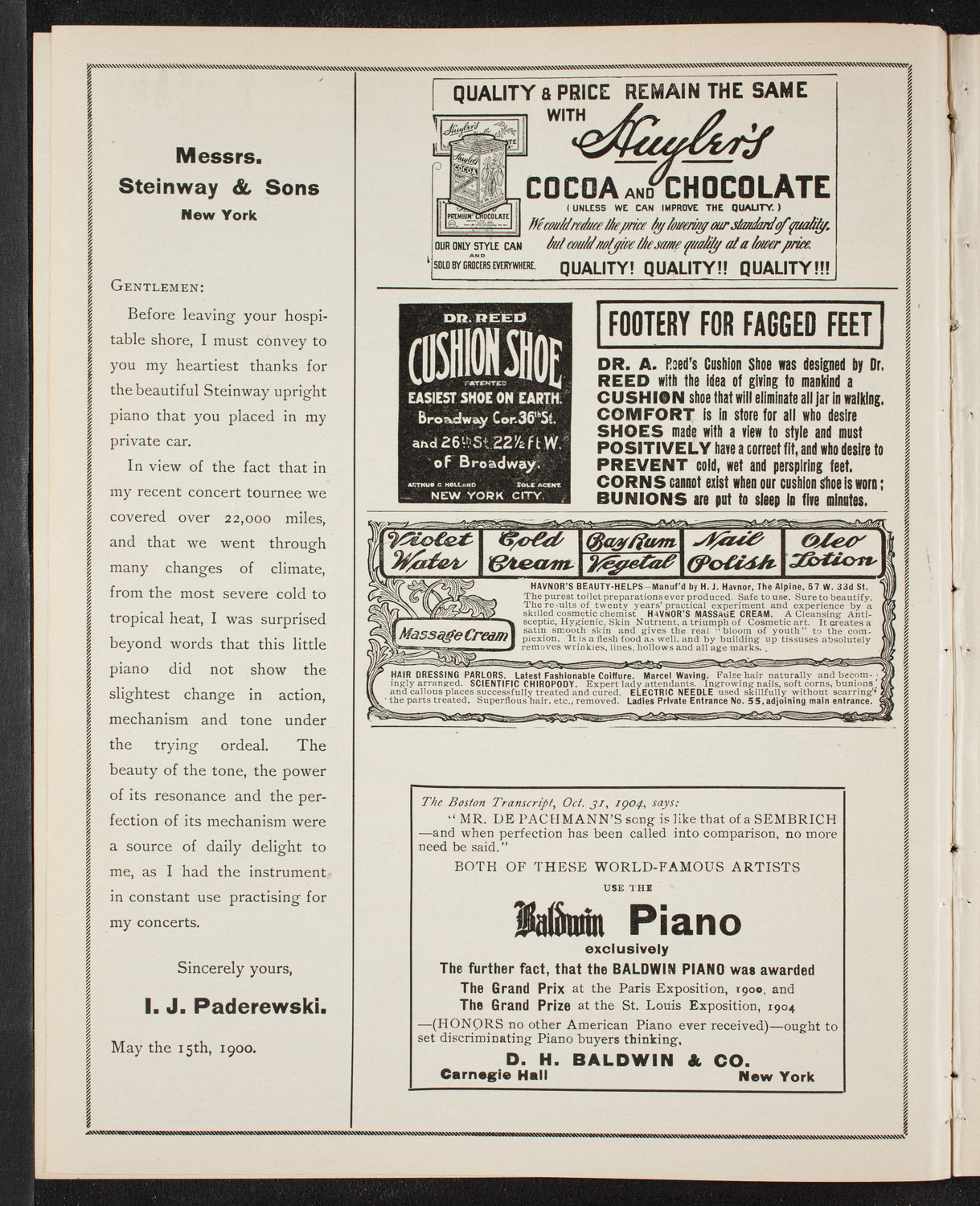 Emma Eames, Soprano, and Eugène Ysaÿe, Violin, with the New York Symphony Orchestra, March 30, 1905, program page 4