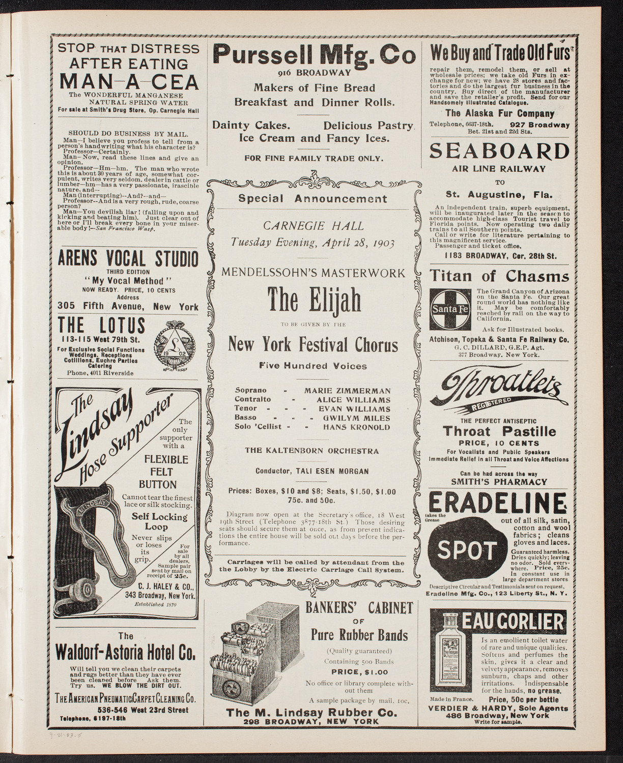 Benefit: Seamen's Christian Association, April 21, 1903, program page 9