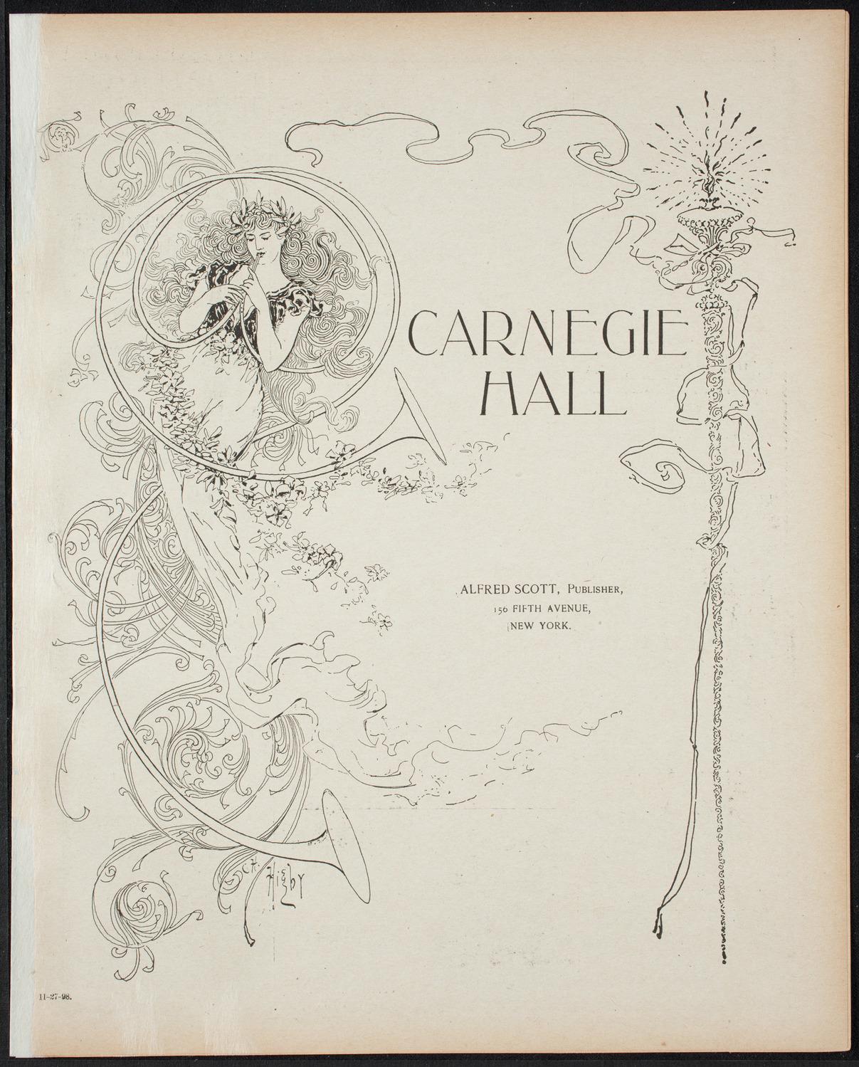 Paur Symphony Orchestra - Sunday Night Popular Concert, November 27, 1898, program page 1