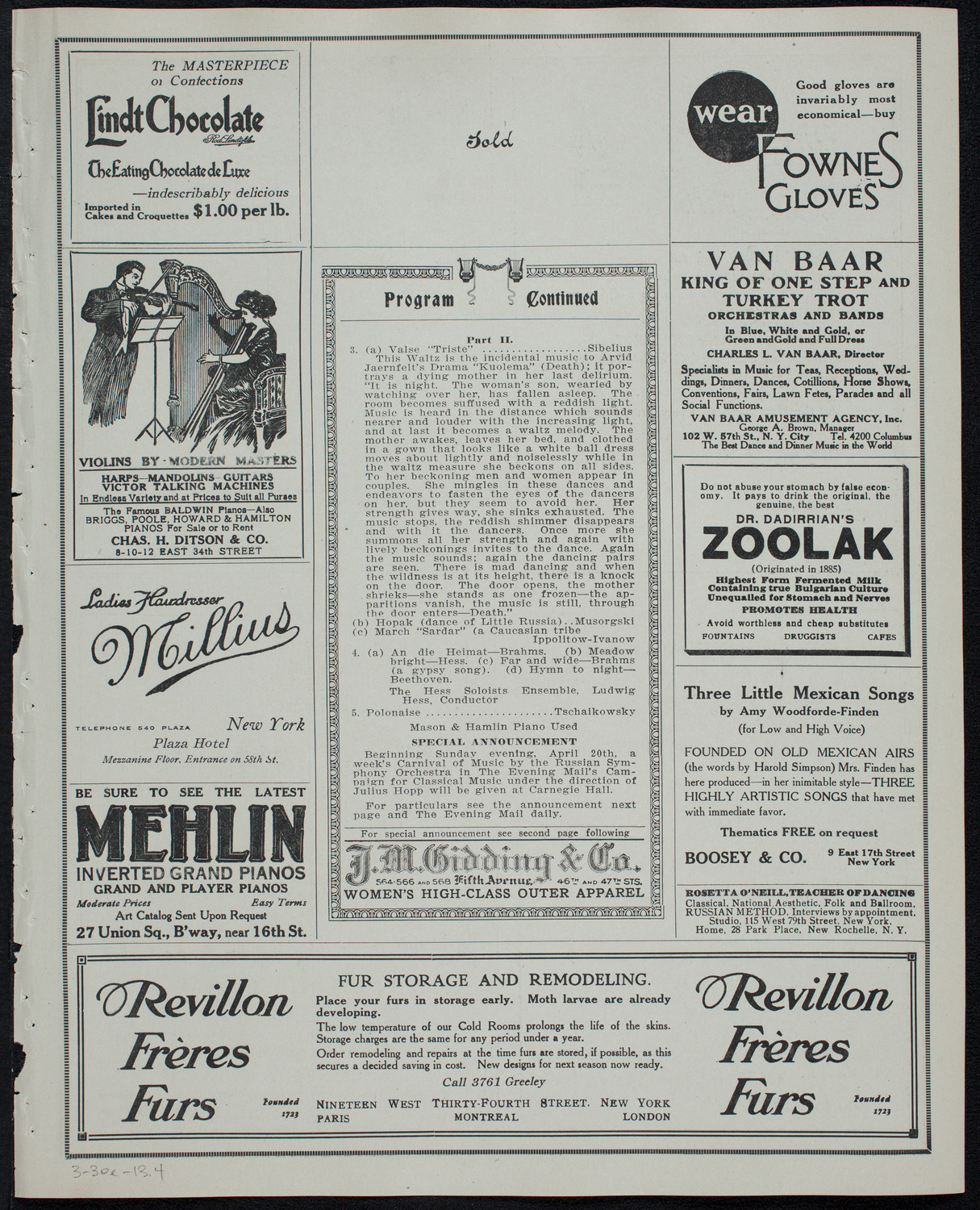 Russian Symphony Society of New York, March 30, 1913, program page 7