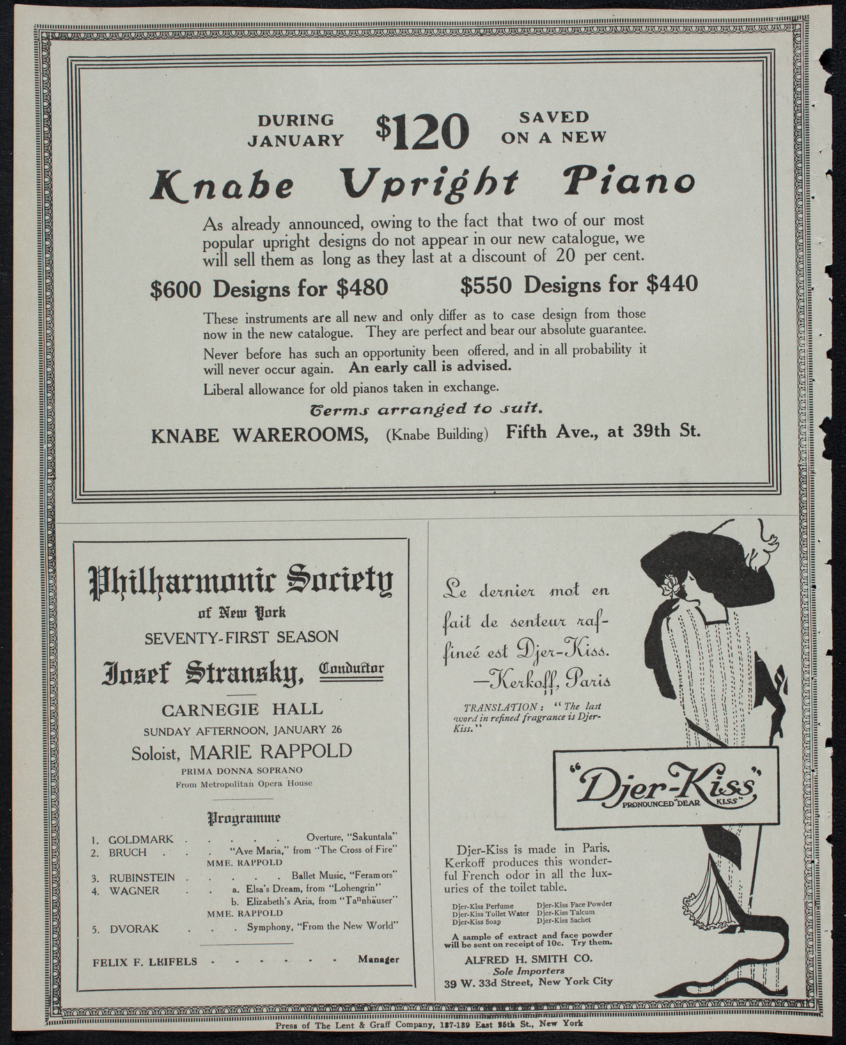 Russian Symphony Society of New York, January 25, 1913, program page 12