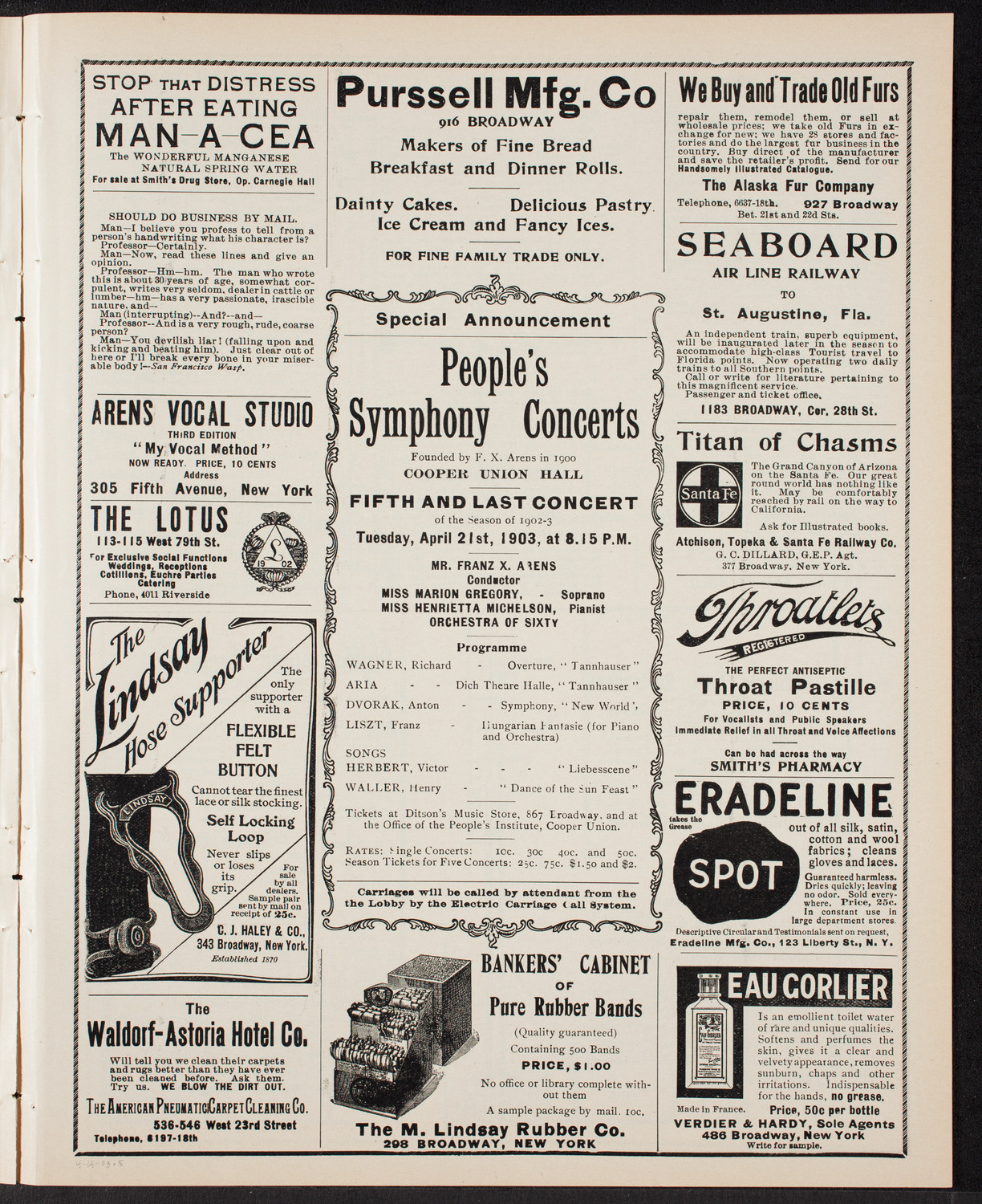 New York Banks Glee Club, April 14, 1903, program page 9