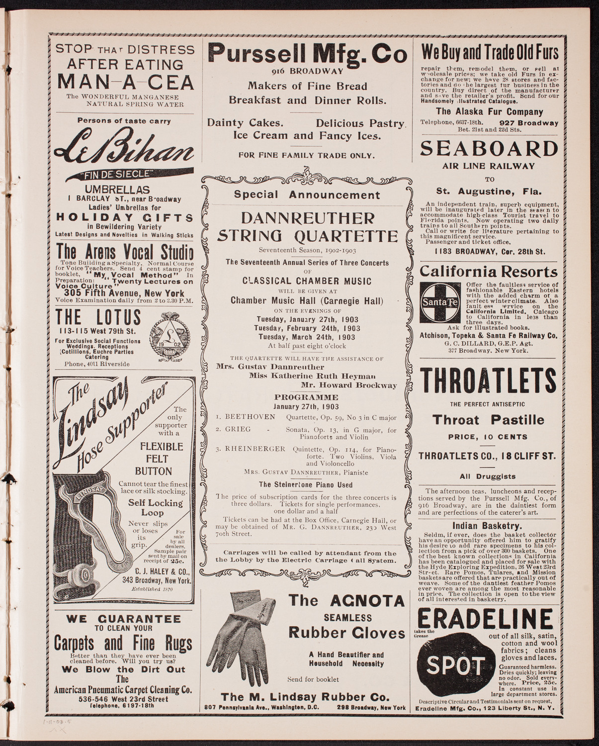 Kaltenborn Sunday Evening Concert, January 11, 1903, program page 9