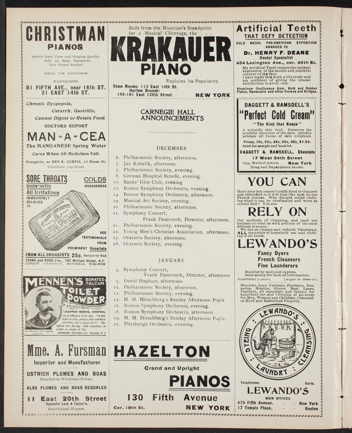 Jan Kubelik, Violin, with the Paur Symphony Orchestra, December 2, 1901, program page 2