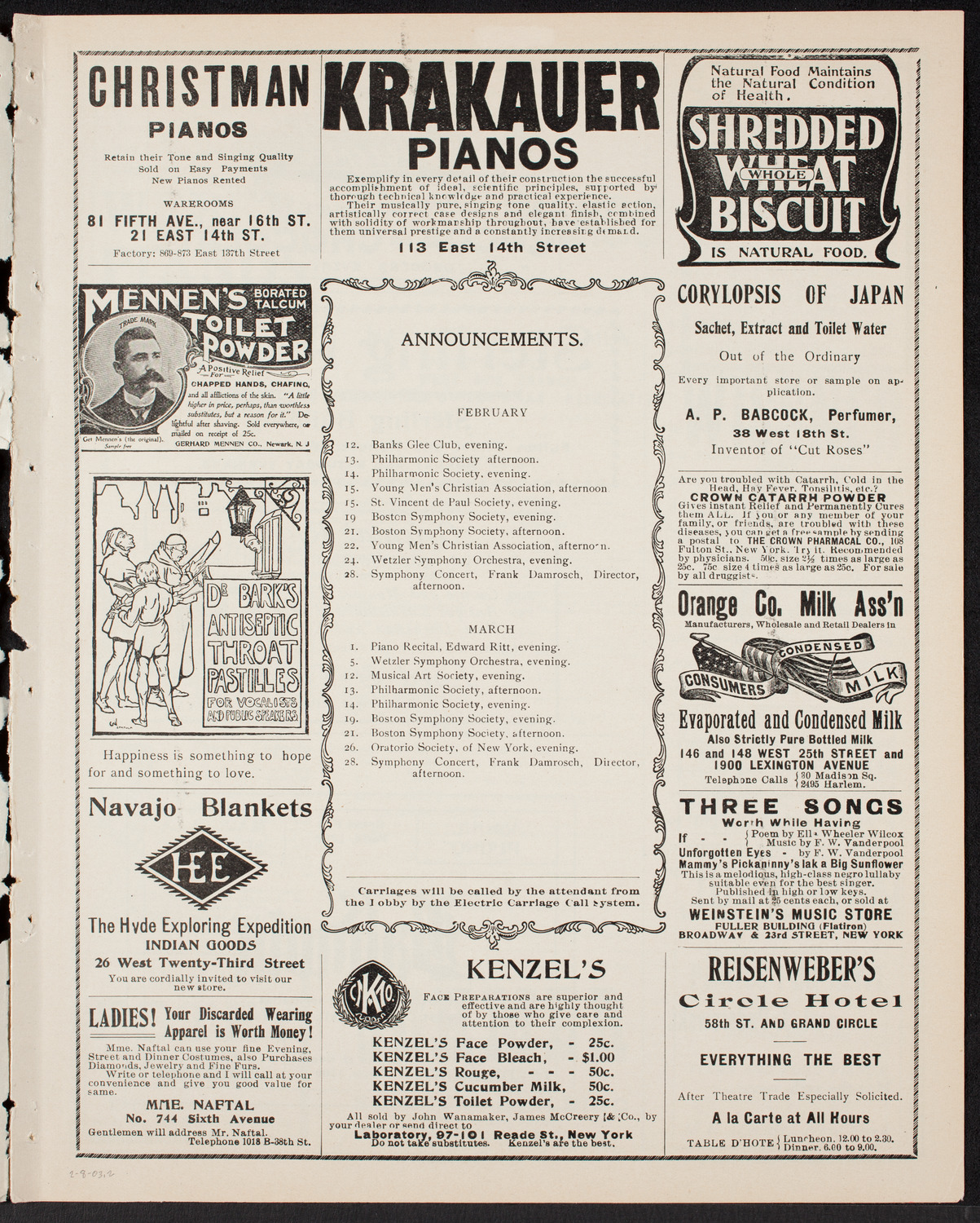 Meeting: YMCA/ Mass Meeting for Men, February 8, 1903, program page 3