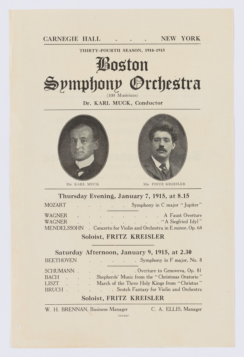 Boston Symphony Orchestra, January 1915