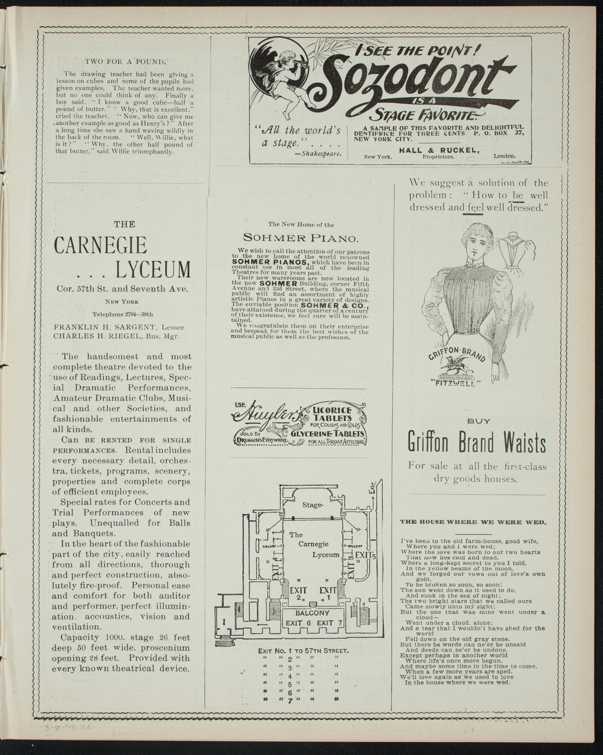 Comparative Literature Society Evening Conference, March 8, 1898, program page 3