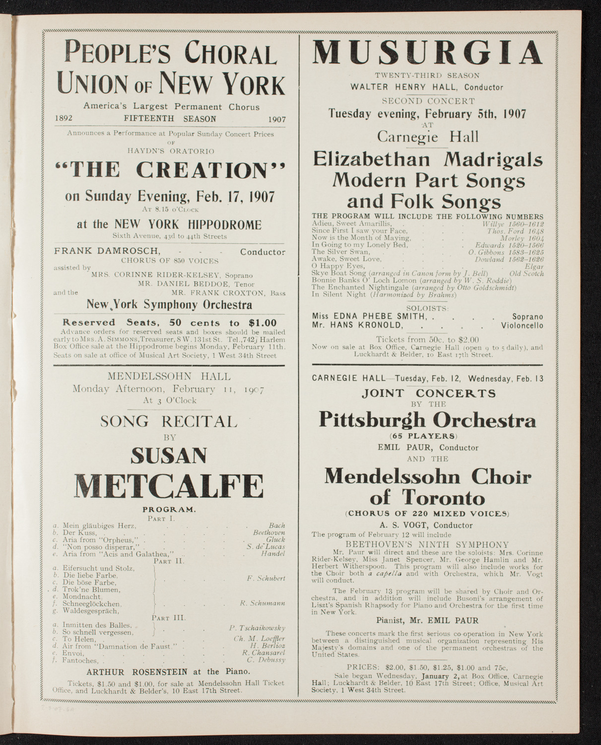 New York Symphony Orchestra, February 3, 1907, program page 11