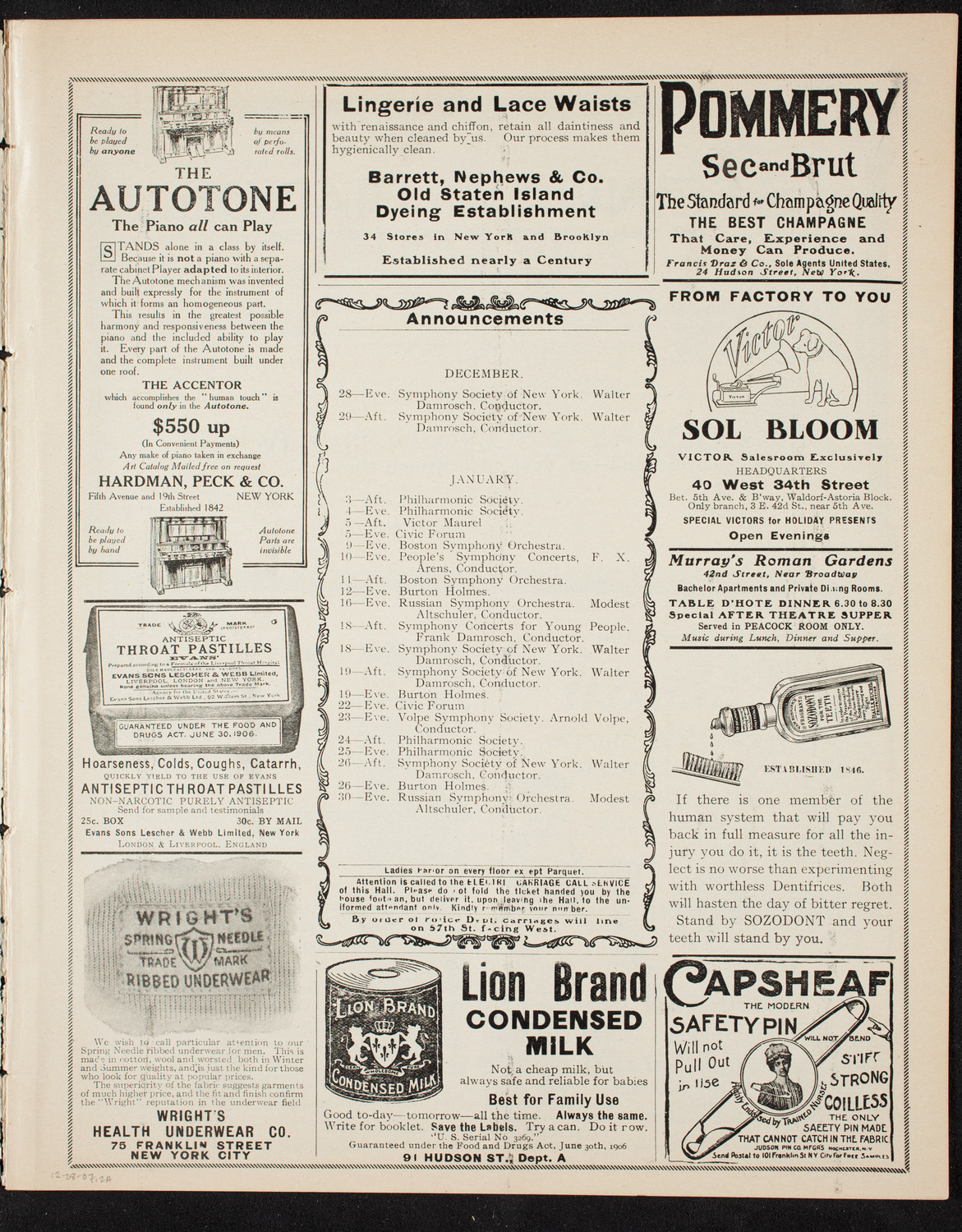 Oratorio Society of New York, December 28, 1907, program page 3