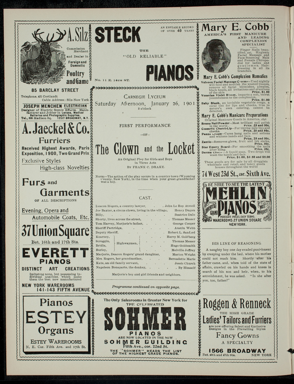 The Children's Theatre, January 26, 1901, program page 2