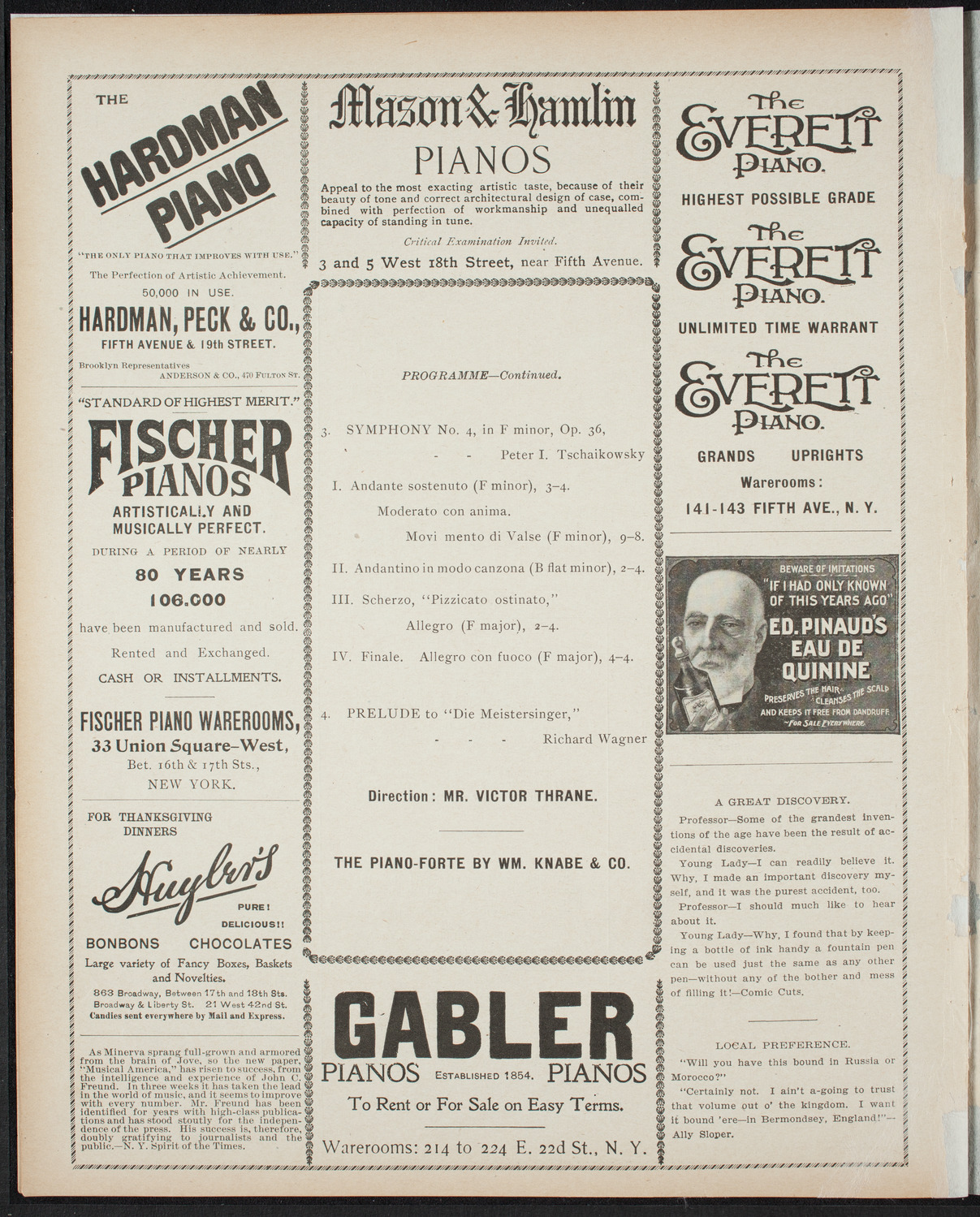Paur Symphony Orchestra, November 19, 1898, program page 6