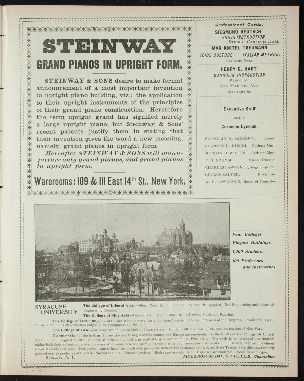 The People's Institute/ Lecture: Labor Problems, March 18, 1898, program page 5