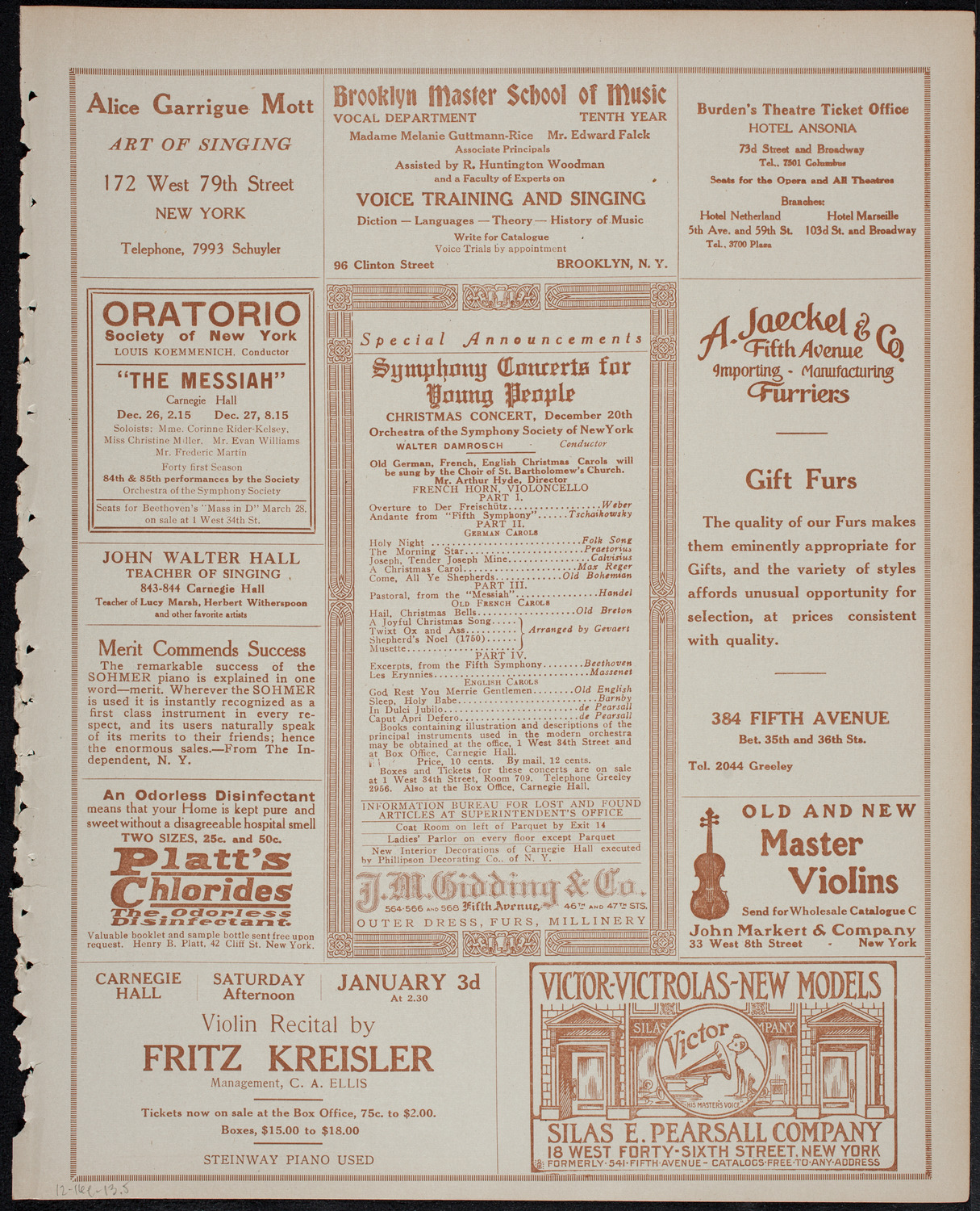 Musical Art Society of New York, December 16, 1913, program page 9