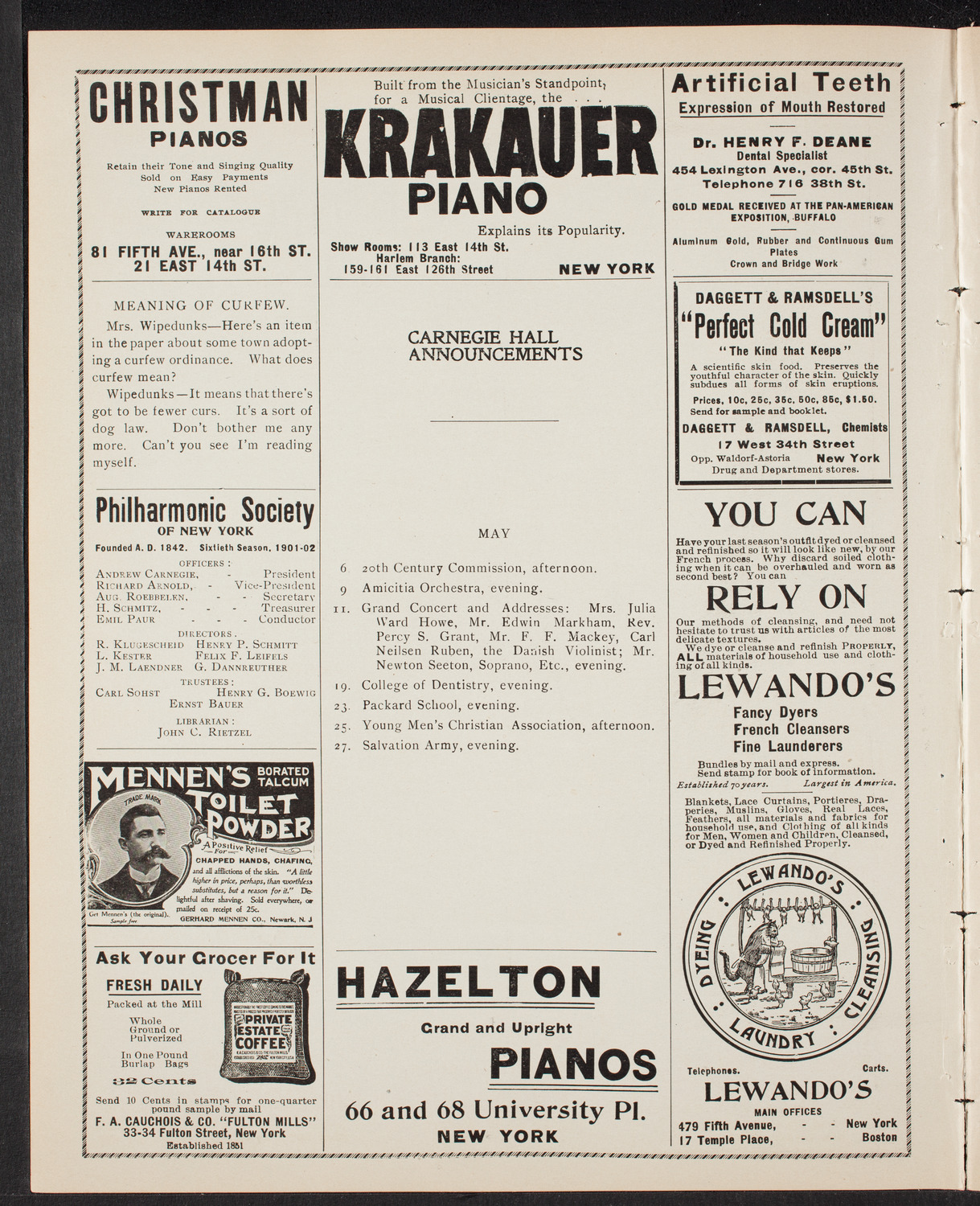 Memorial: Gunnar Wennerberg, May 4, 1902, program page 2