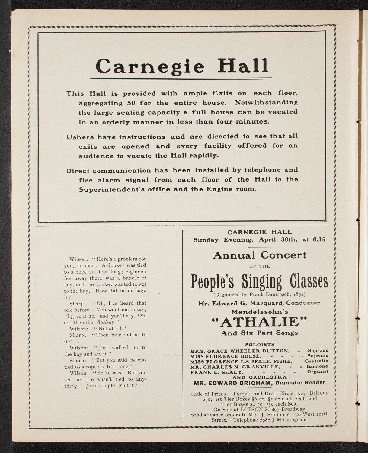 New York Banks' Glee Club, April 25, 1905, program page 10