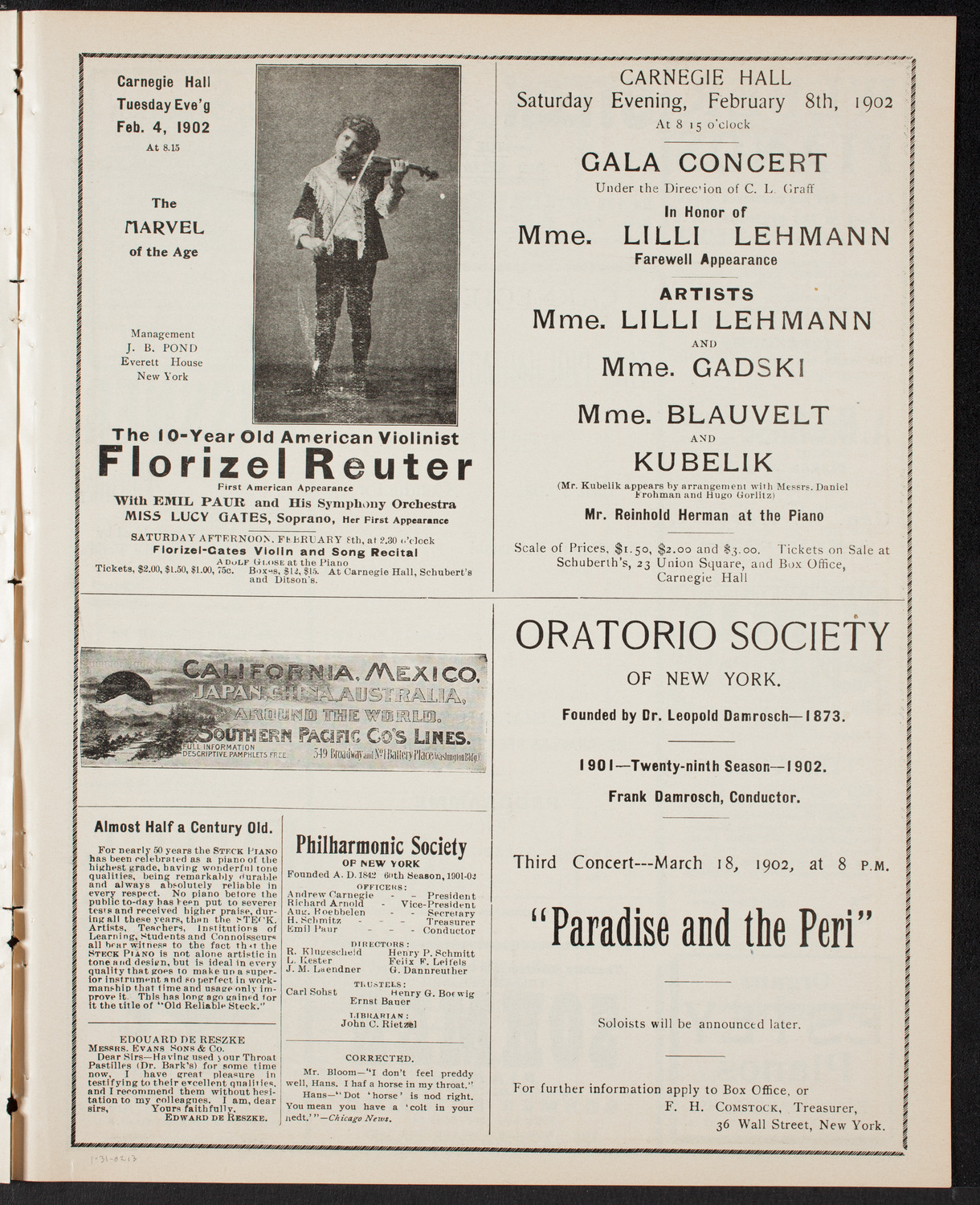 New York Philharmonic, January 31, 1902, program page 5