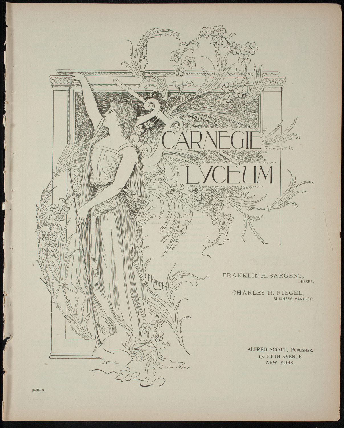 Benefit: Destitute and Homeless Children, October 31, 1898, program page 1