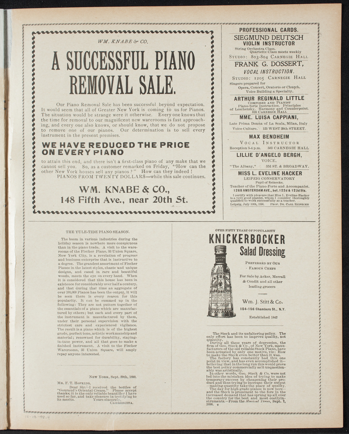 Paur Symphony Orchestra - Sunday Night Popular Concert, December 18, 1898, program page 7