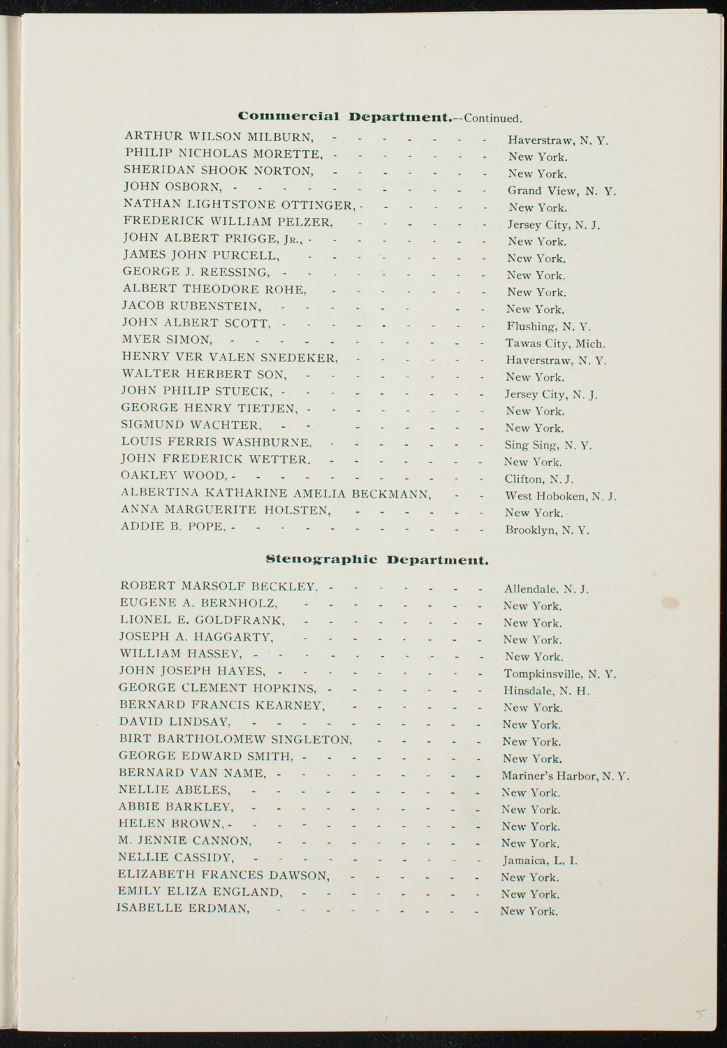 Graduation: Packard's Business College, May 21, 1891, program page 5