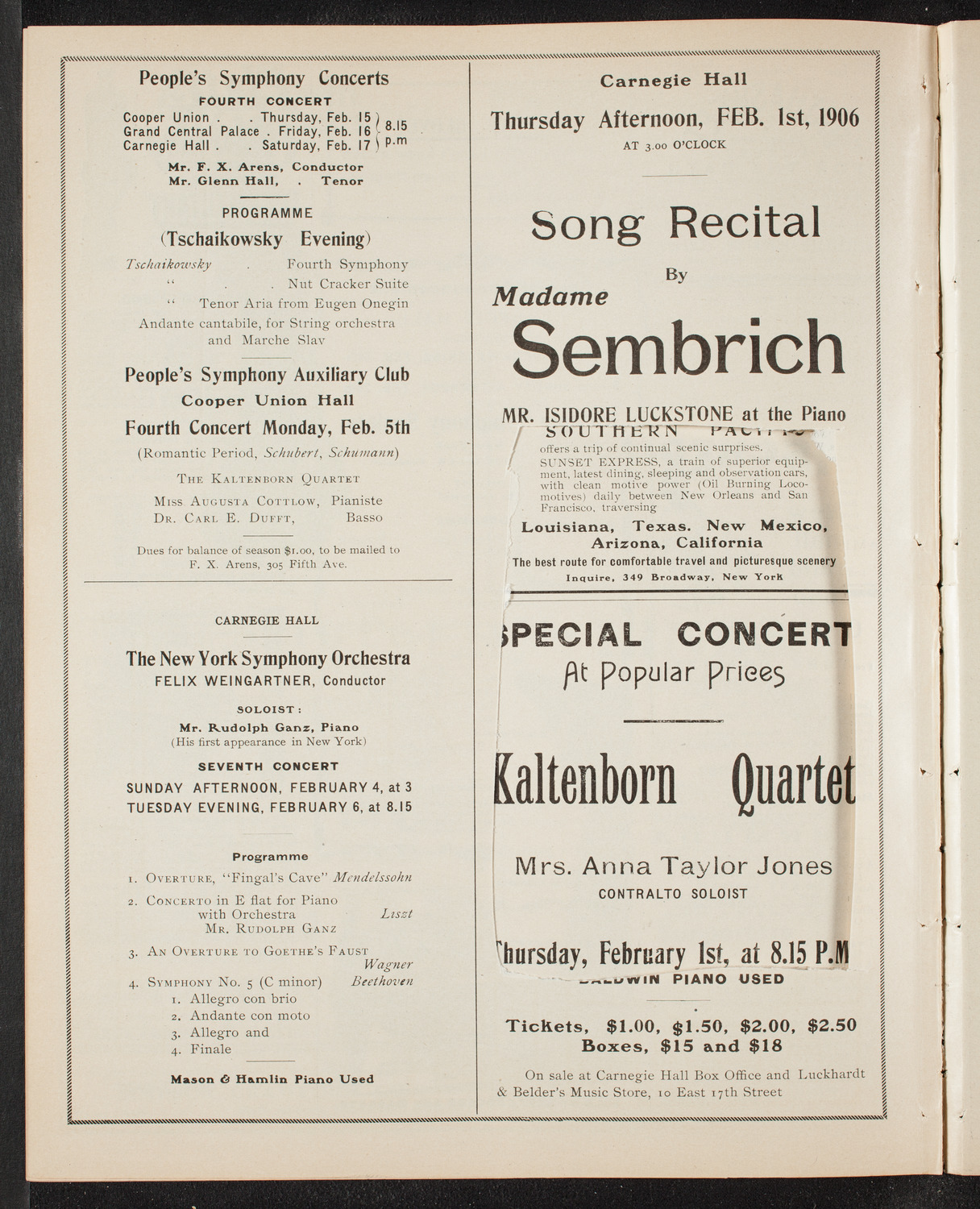 Russian Symphony Society of New York, January 27, 1906, program page 10