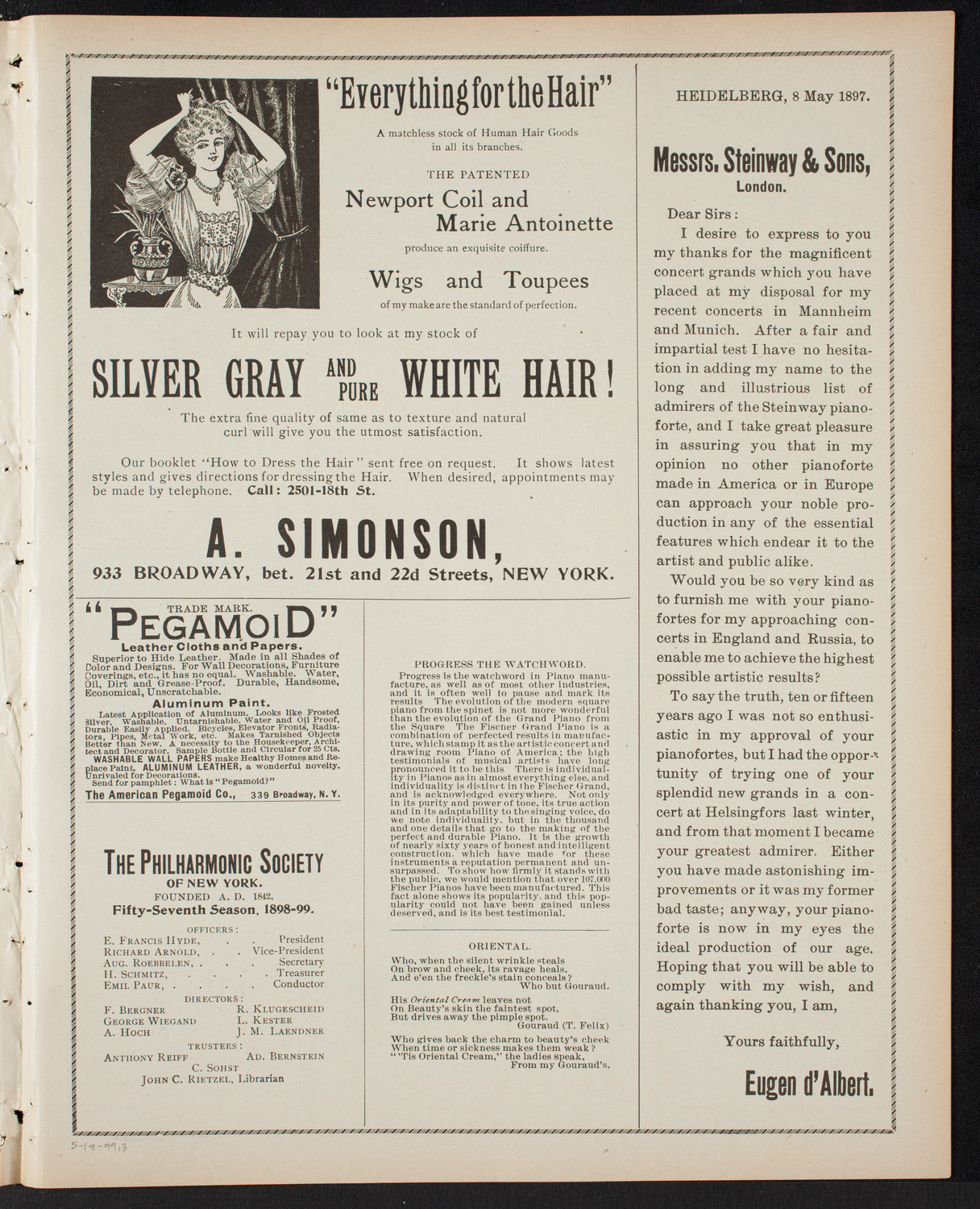 People's Singing Classes, May 18, 1899, program page 5