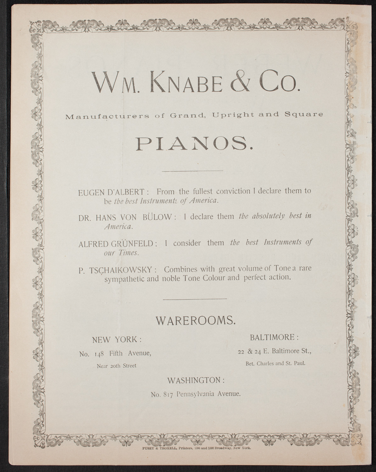 Damrosch Sunday Concert, January 22, 1893, program page 8