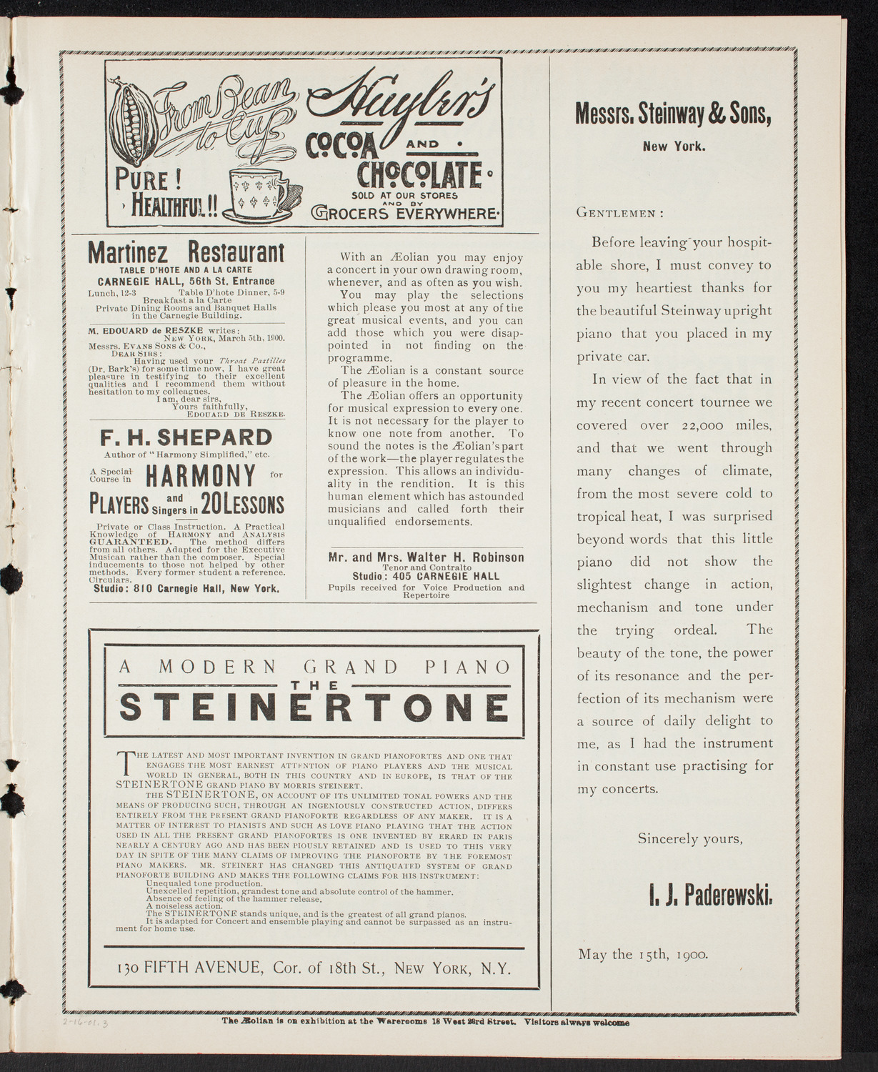 New York Philharmonic, February 16, 1901, program page 5