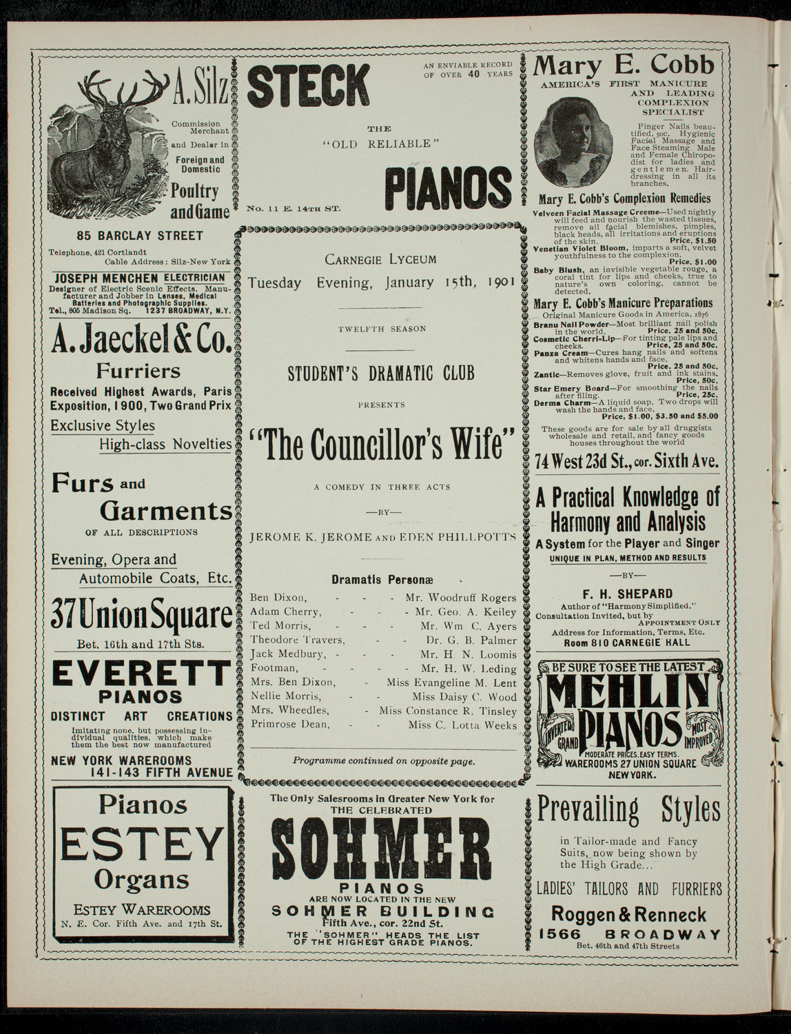 Students' Dramatic Club, January 15, 1901, program page 2