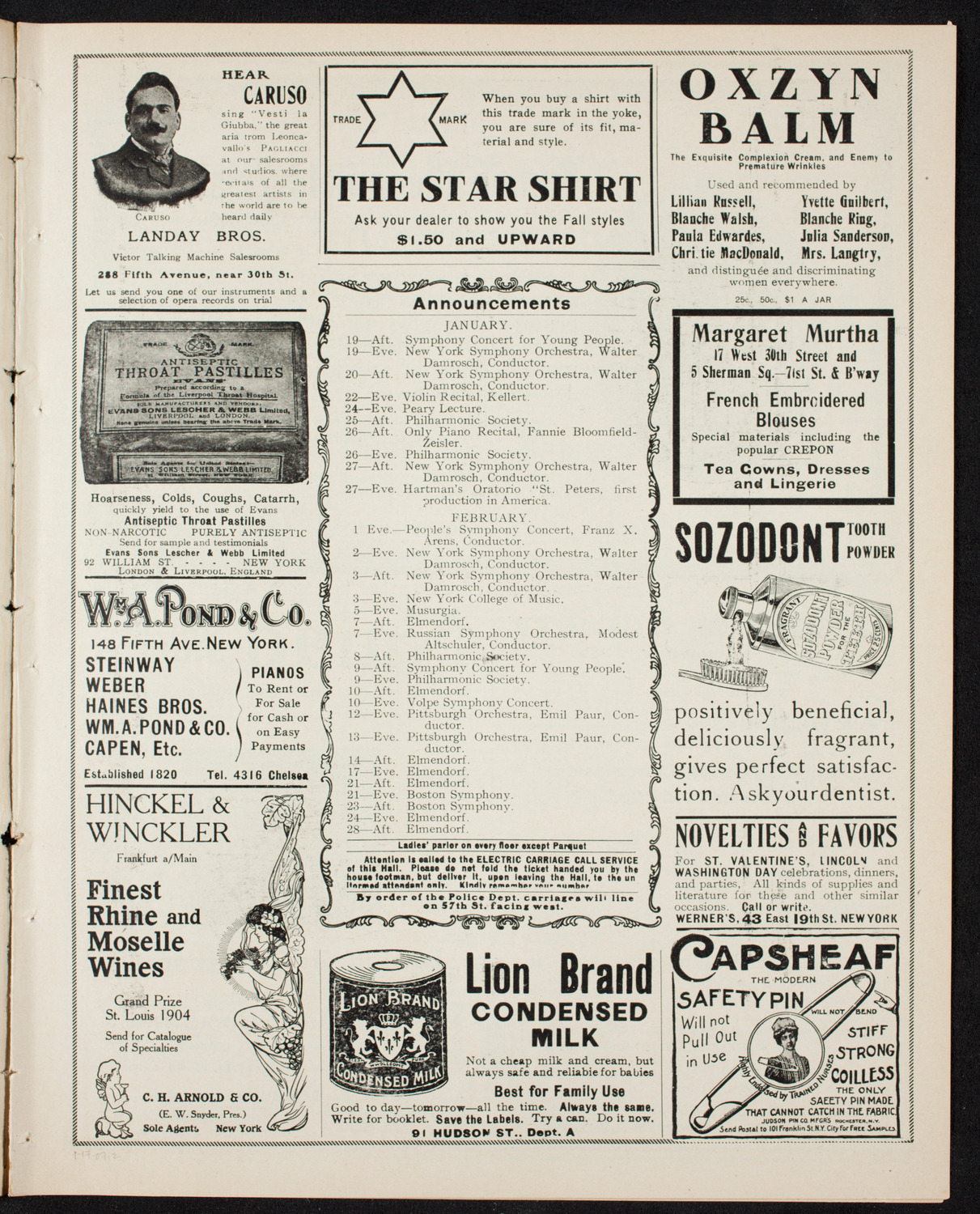 Russian Symphony Society of New York, January 17, 1907, program page 3