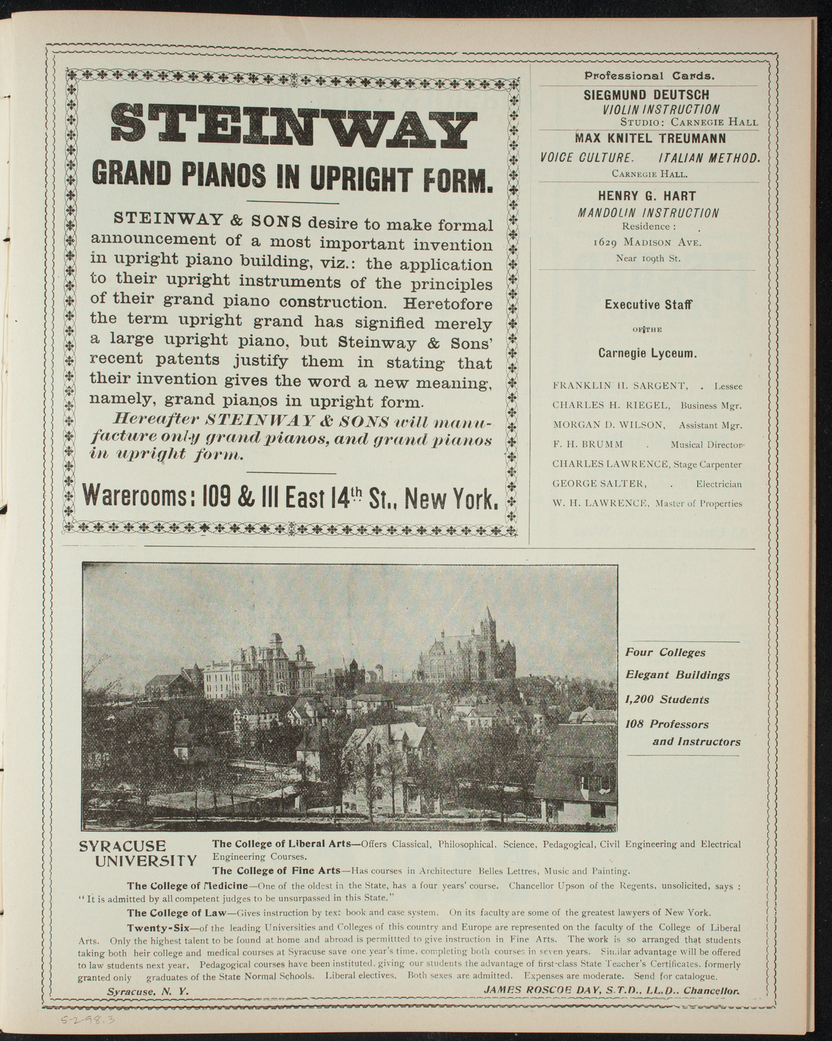 Graduation: Mount Sinai Training School for Nurses, May 2, 1898, program page 5