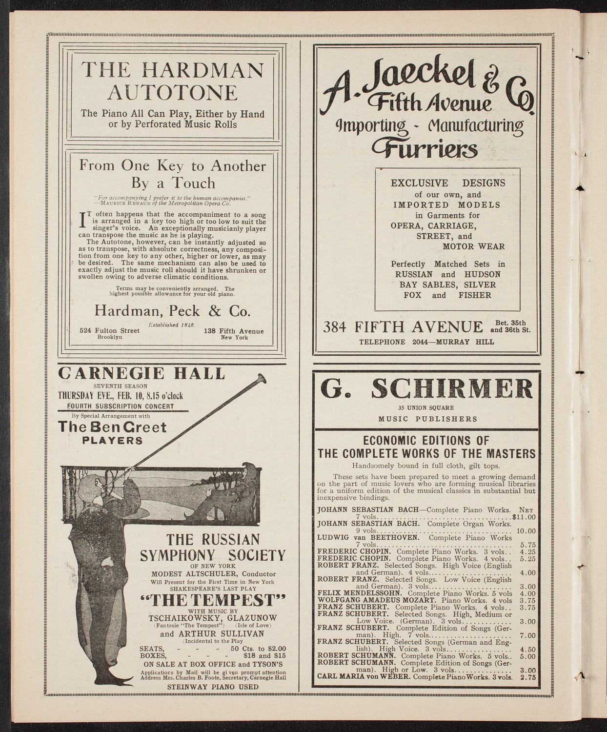 Russian Symphony Society of New York, January 27, 1910, program page 8