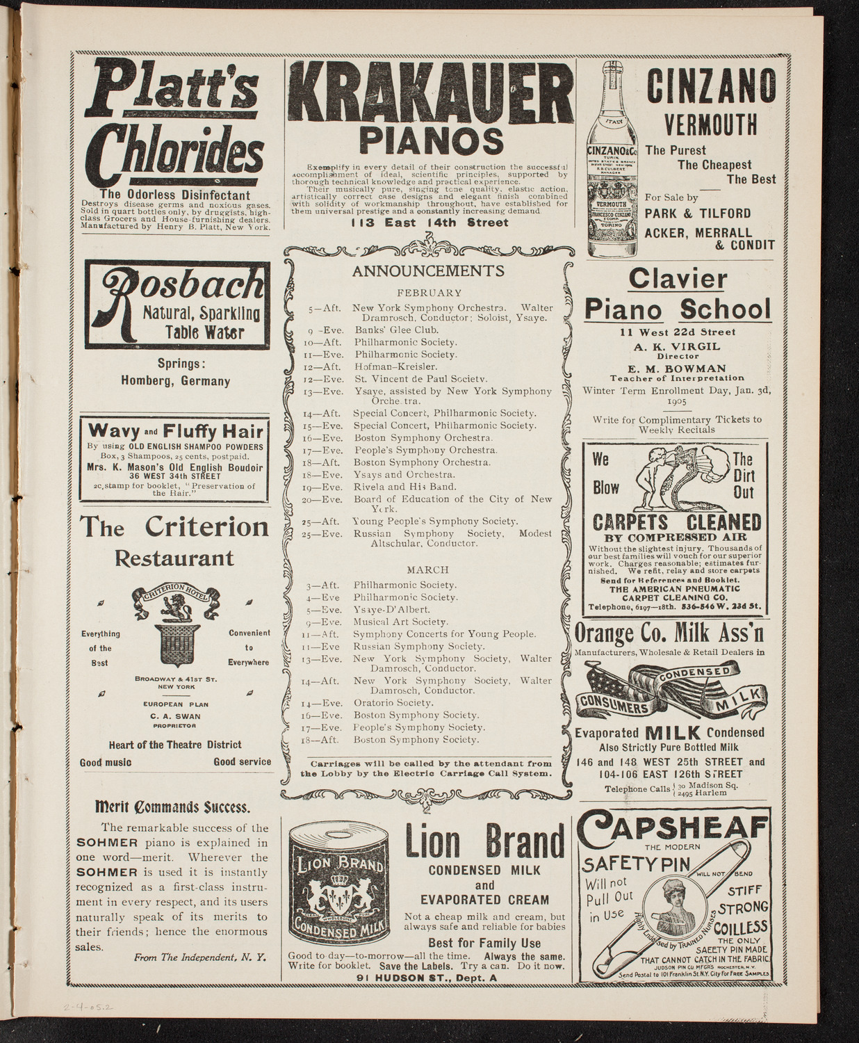Symphony Concert for Young People, February 4, 1905, program page 3