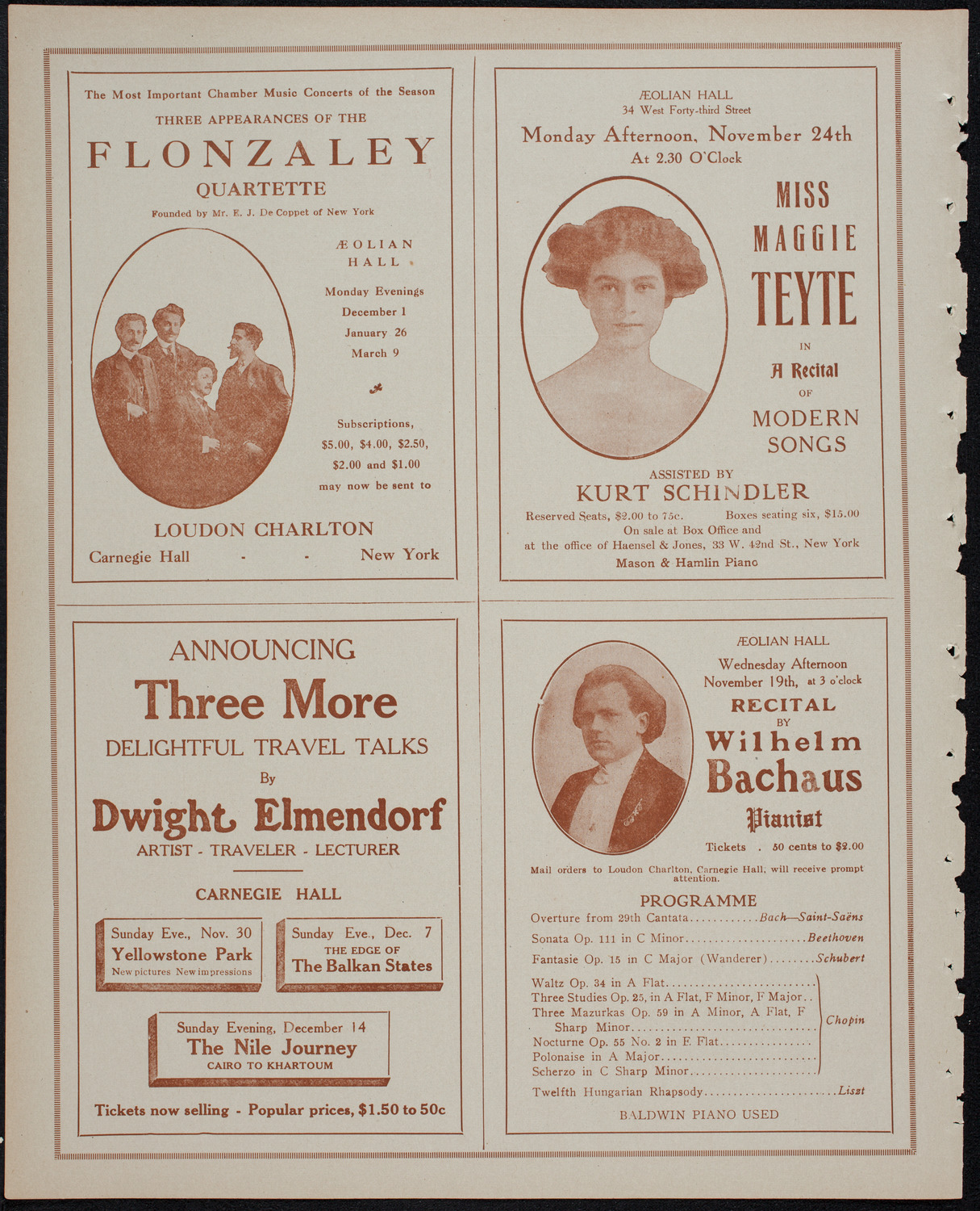 Fritz Kreisler, Violin, November 18, 1913, program page 10