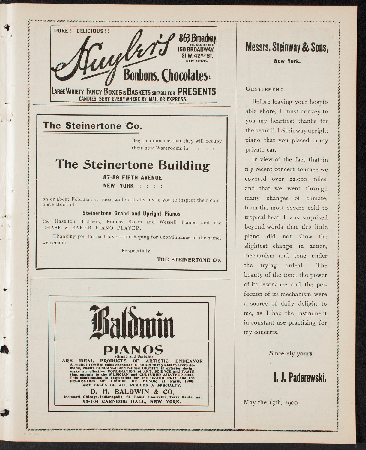 Marcella Sembrich, Soprano, February 3, 1902, program page 7