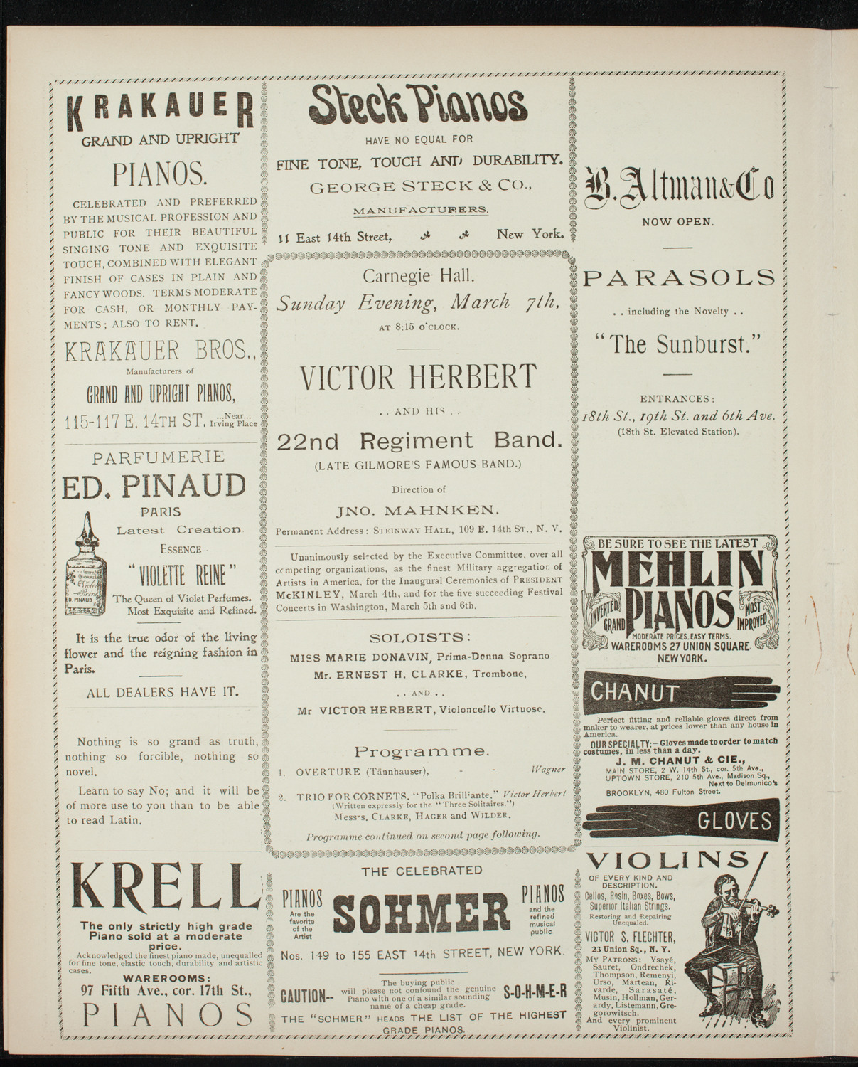 Victor Herbert and His 22nd Regiment Band, March 7, 1897, program page 4