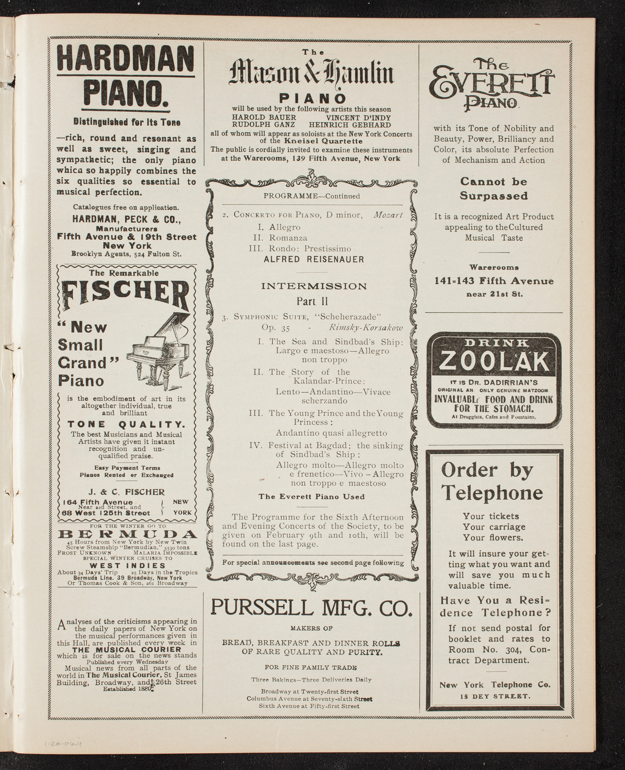 New York Philharmonic, January 20, 1906, program page 7