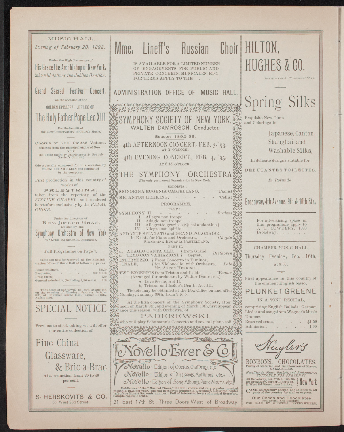 Benefit: German Hospital and Dispensary, January 30, 1893, program page 8