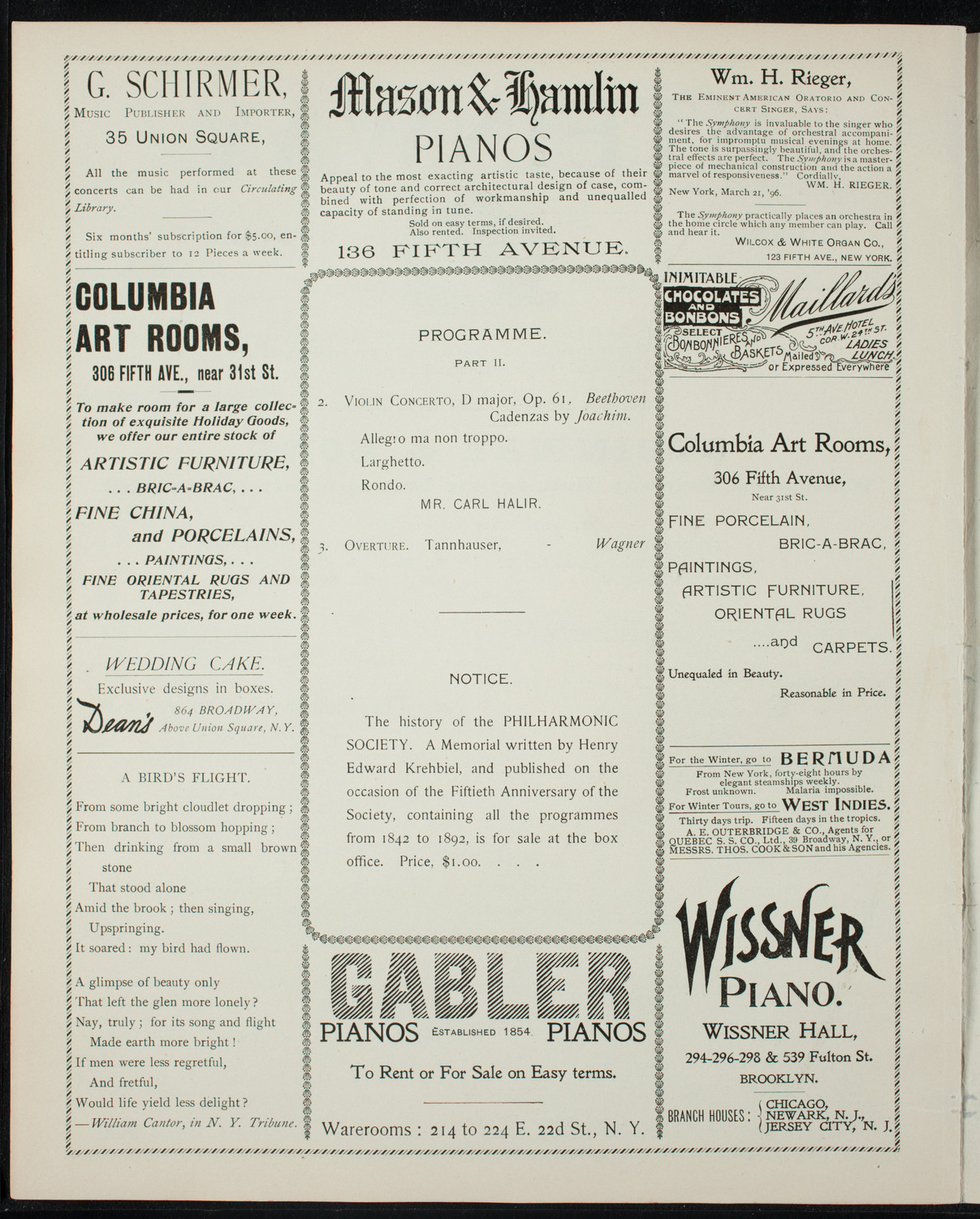 New York Philharmonic, November 14, 1896, program page 6