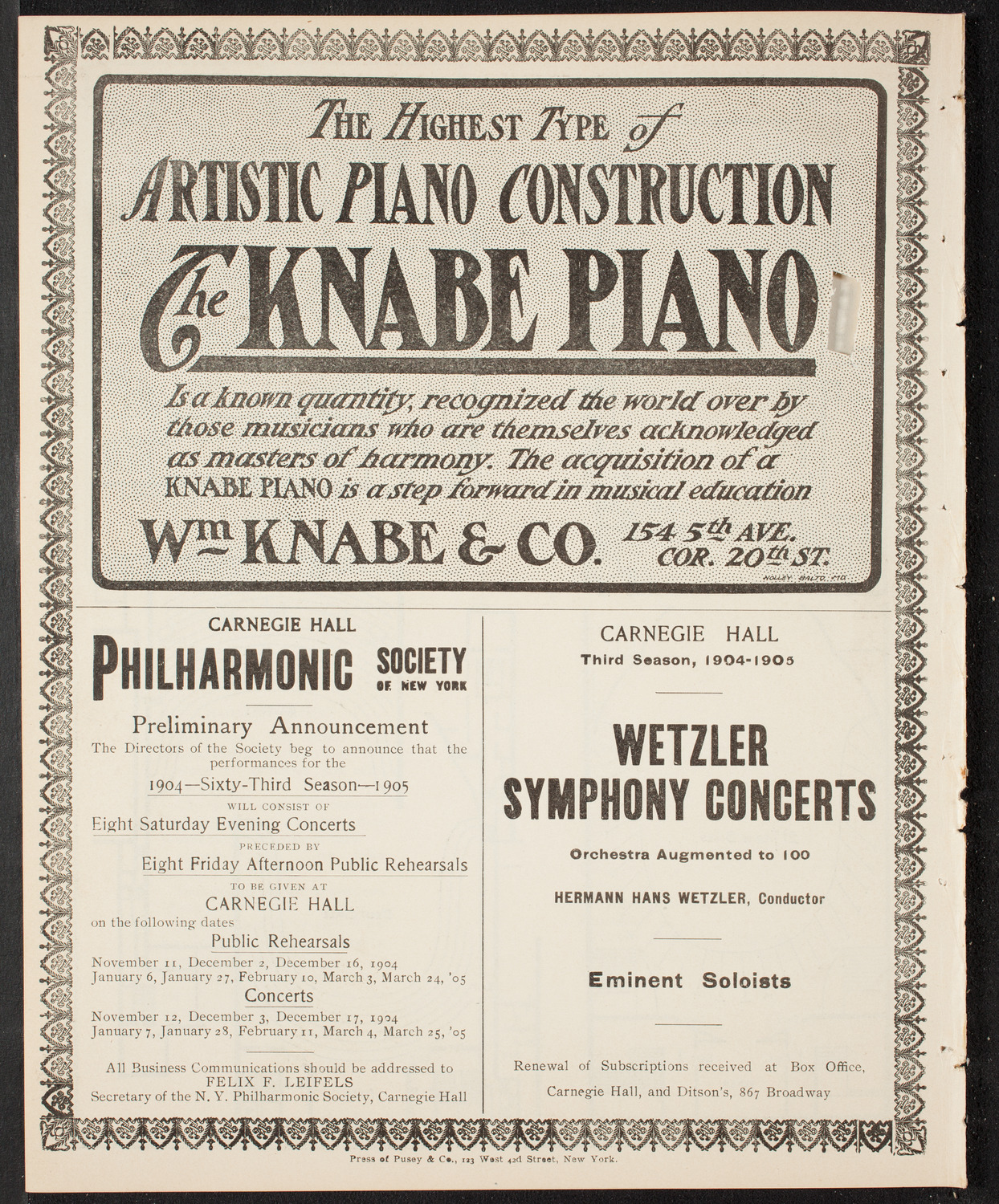 Oratorio Society of Brooklyn, April 29, 1904, program page 12