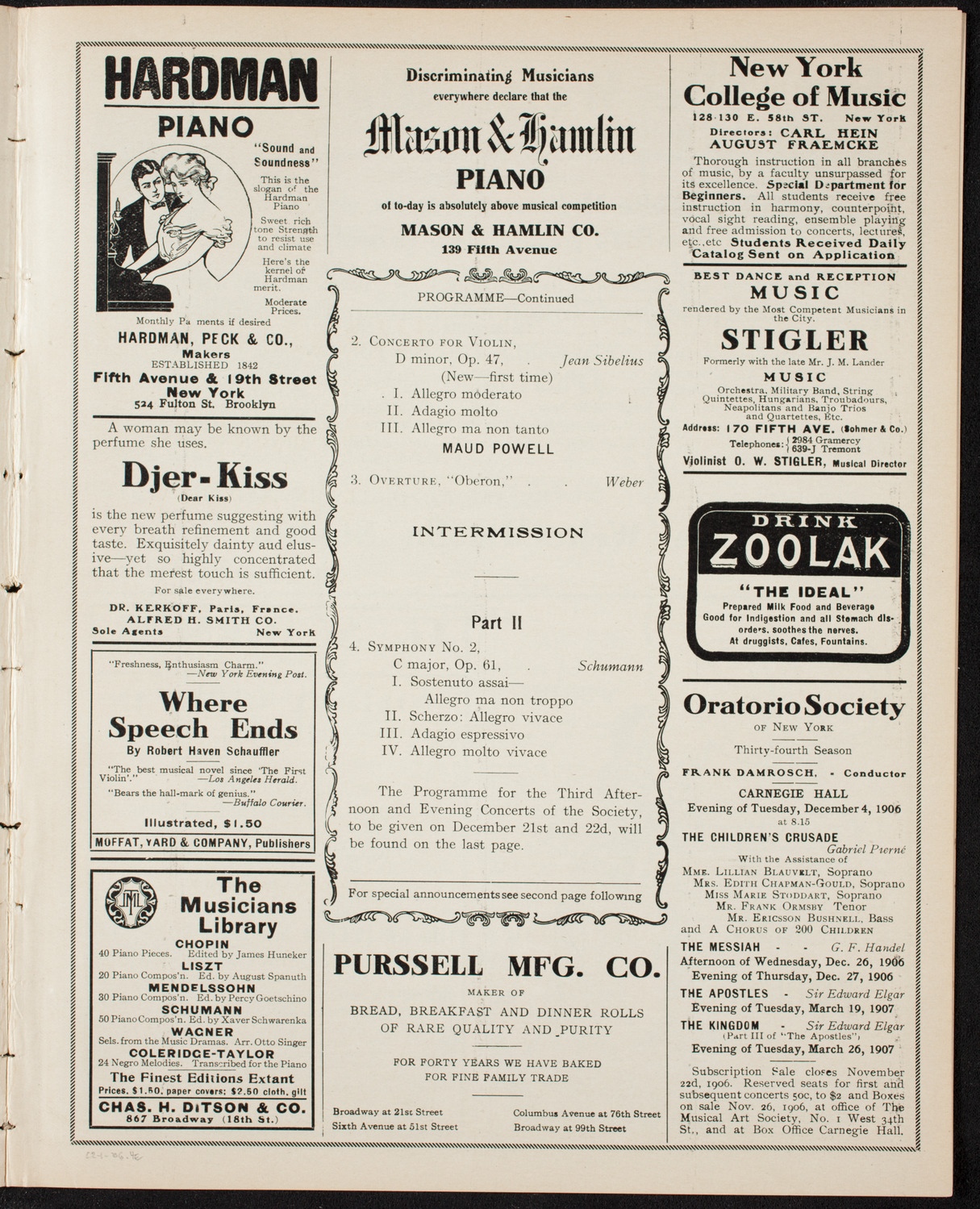 New York Philharmonic, December 1, 1906, program page 7