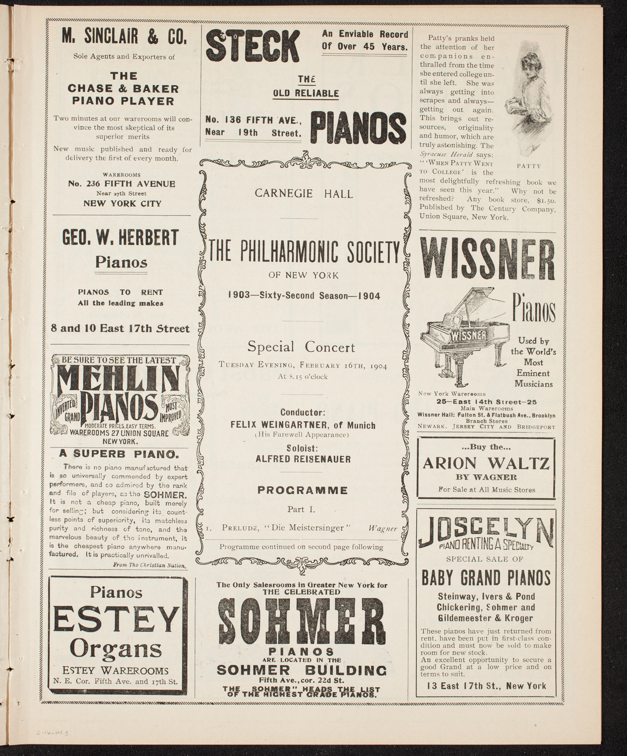 New York Philharmonic, February 16, 1904, program page 5